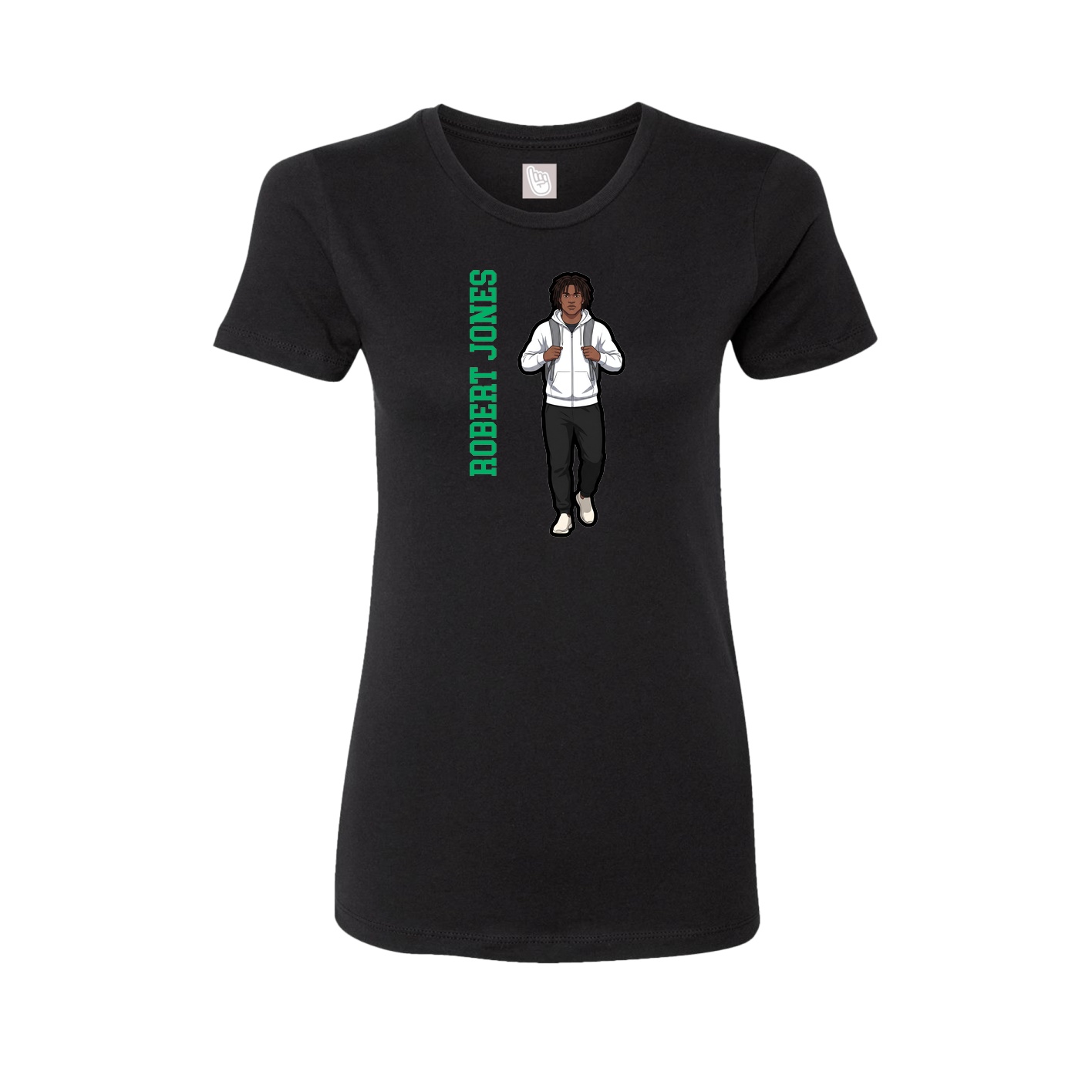 Fitted Women's Tee — Name Vertical in Black