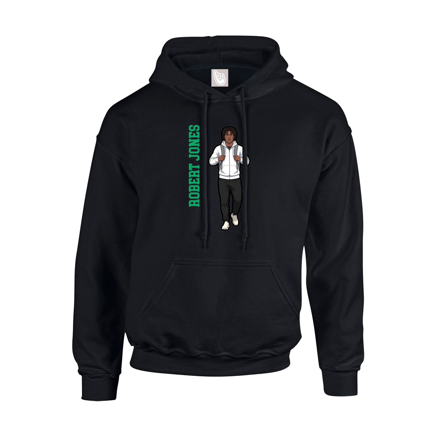 Youth Hoodie — Name Vertical in Black