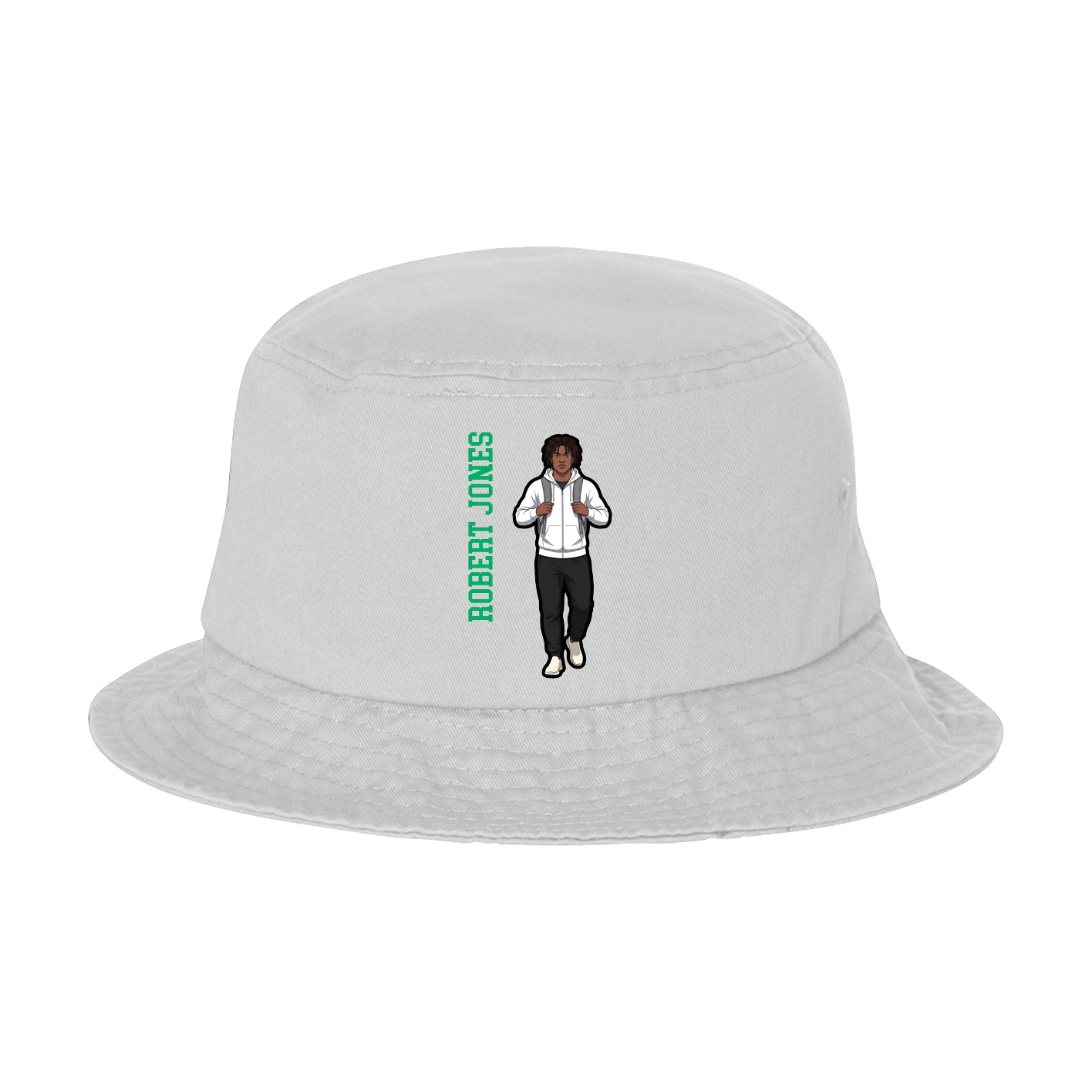 Bucket Cap — Name Vertical in White