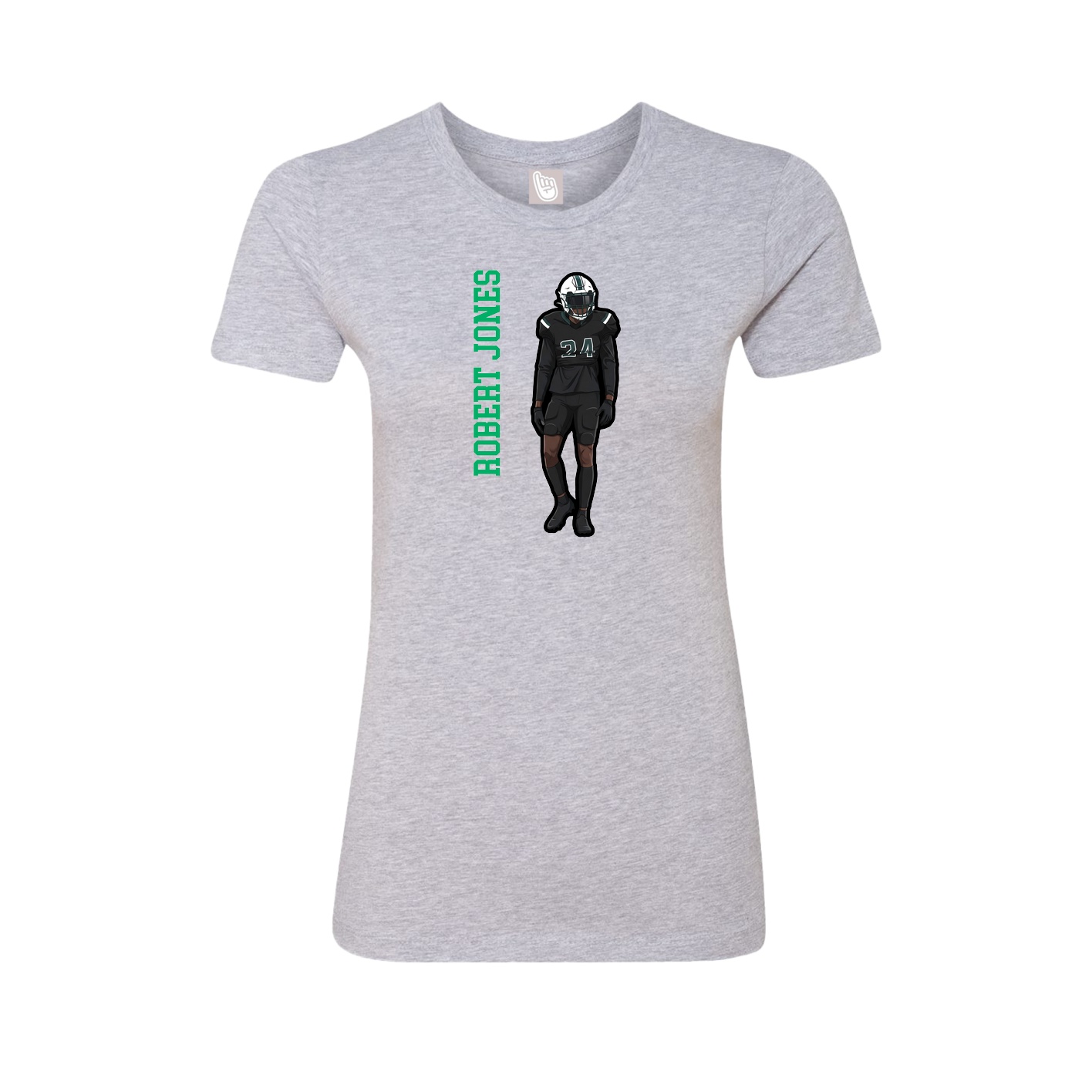 Fitted Women's Tee — Name Vertical in Grey