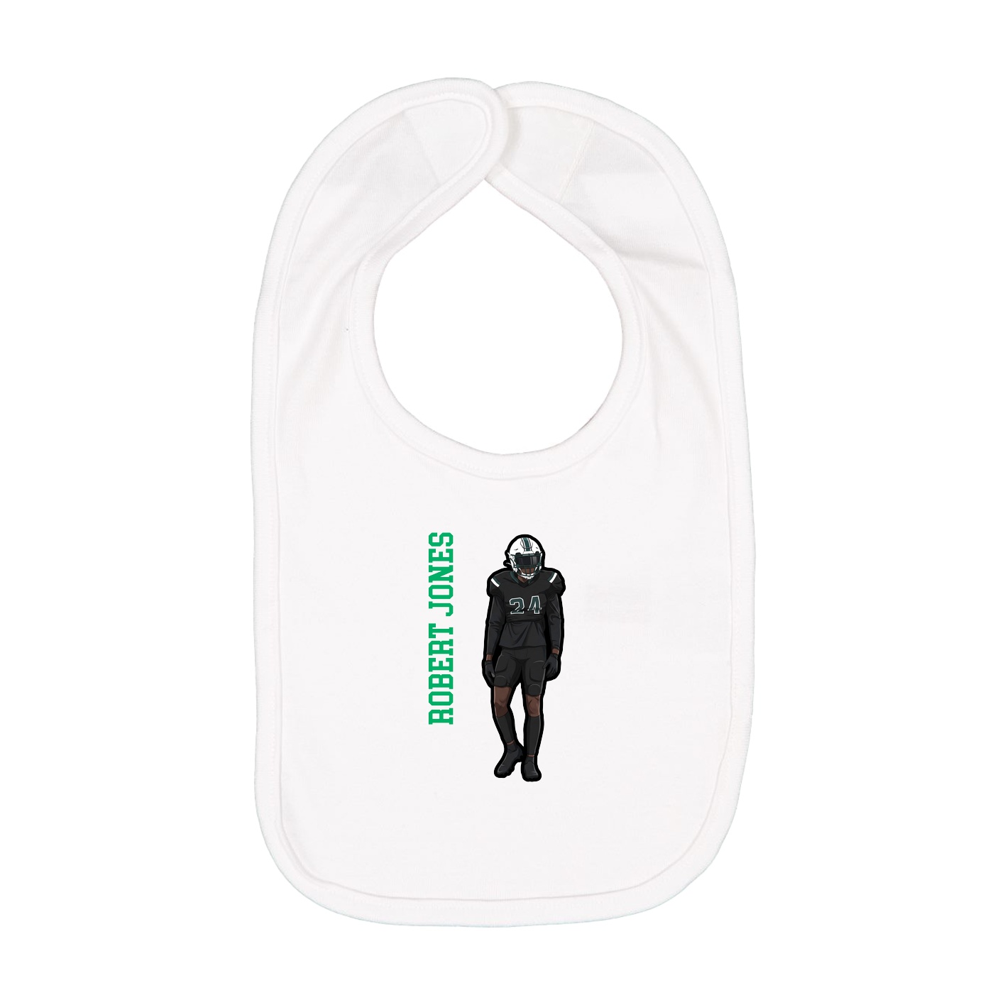 Infant Bib — Name Vertical in White