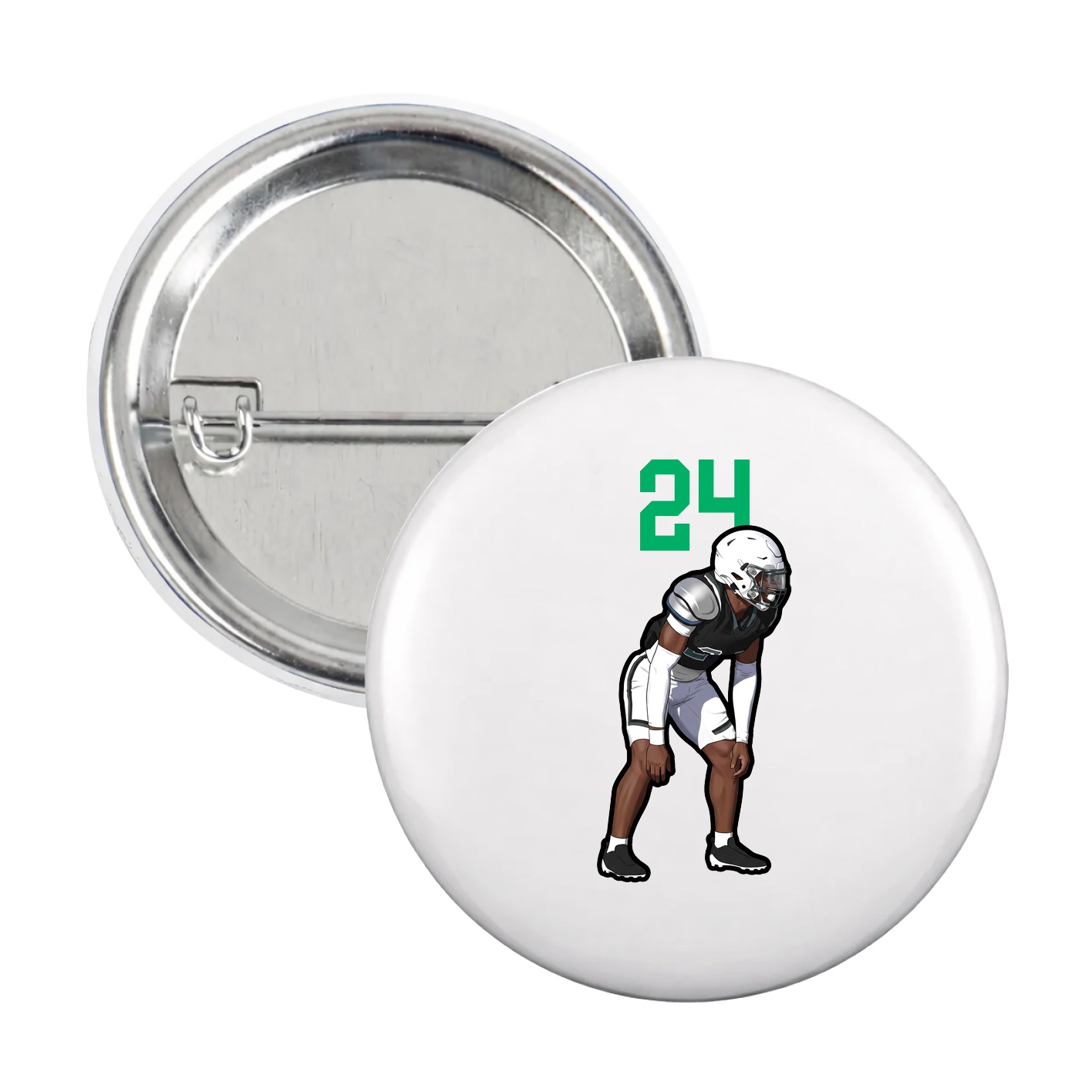Game Day Button — Number Top in White