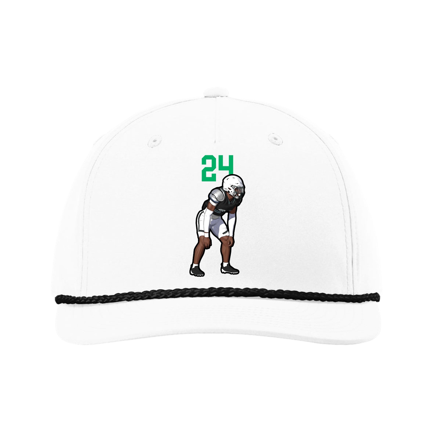 Five-Panel Classic Rope Cap — Number Top in White