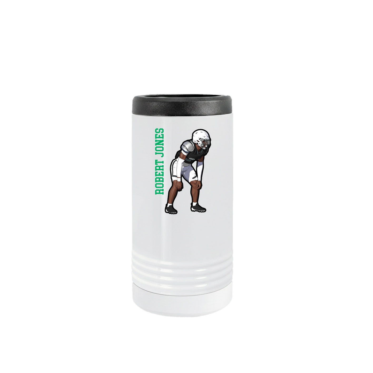 Slim Beverage Holder — Name Vertical in White