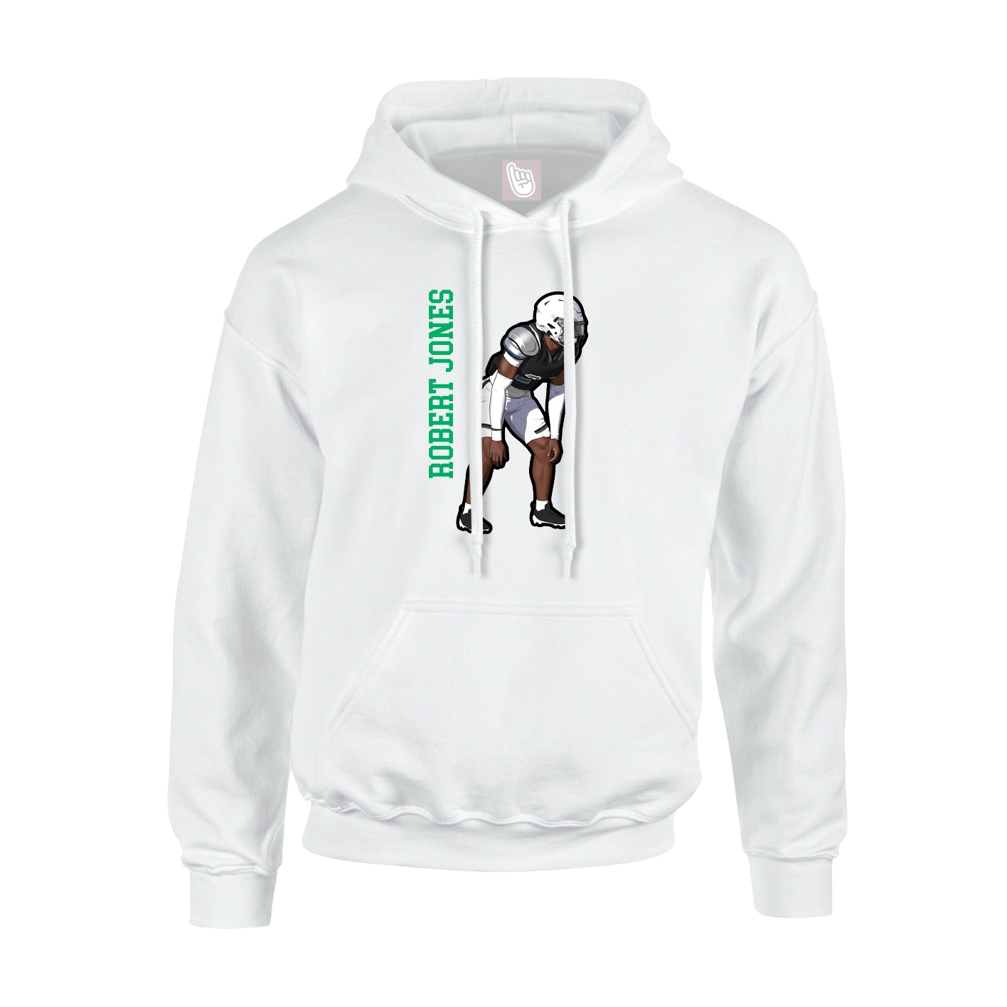 Youth Hoodie — Name Vertical in White