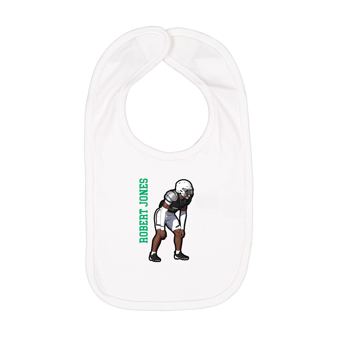 Infant Bib — Name Vertical in White