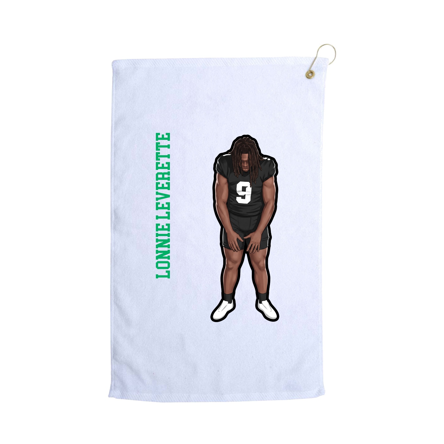 Golf Towel — Name Vertical in White