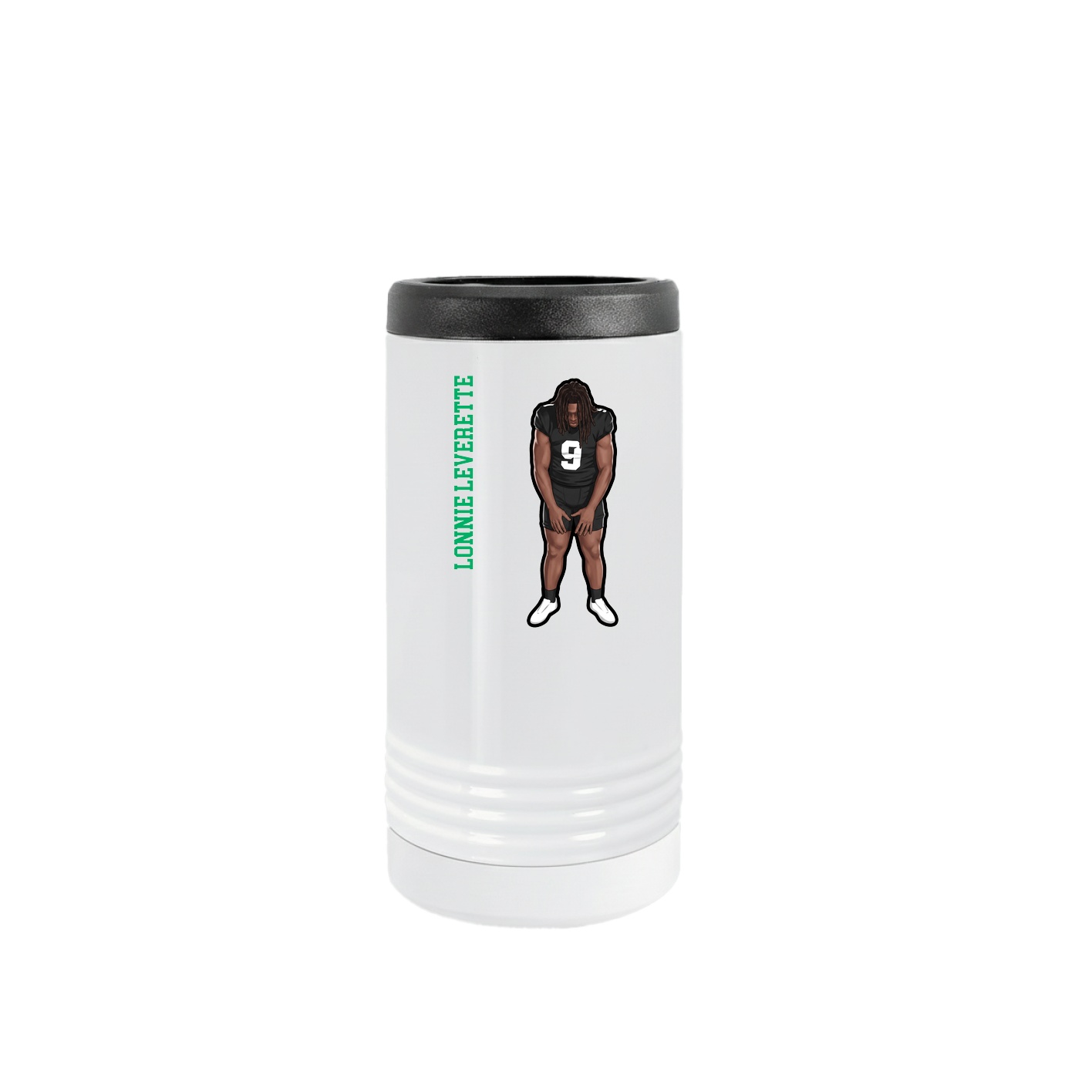 Slim Beverage Holder — Name Vertical in White