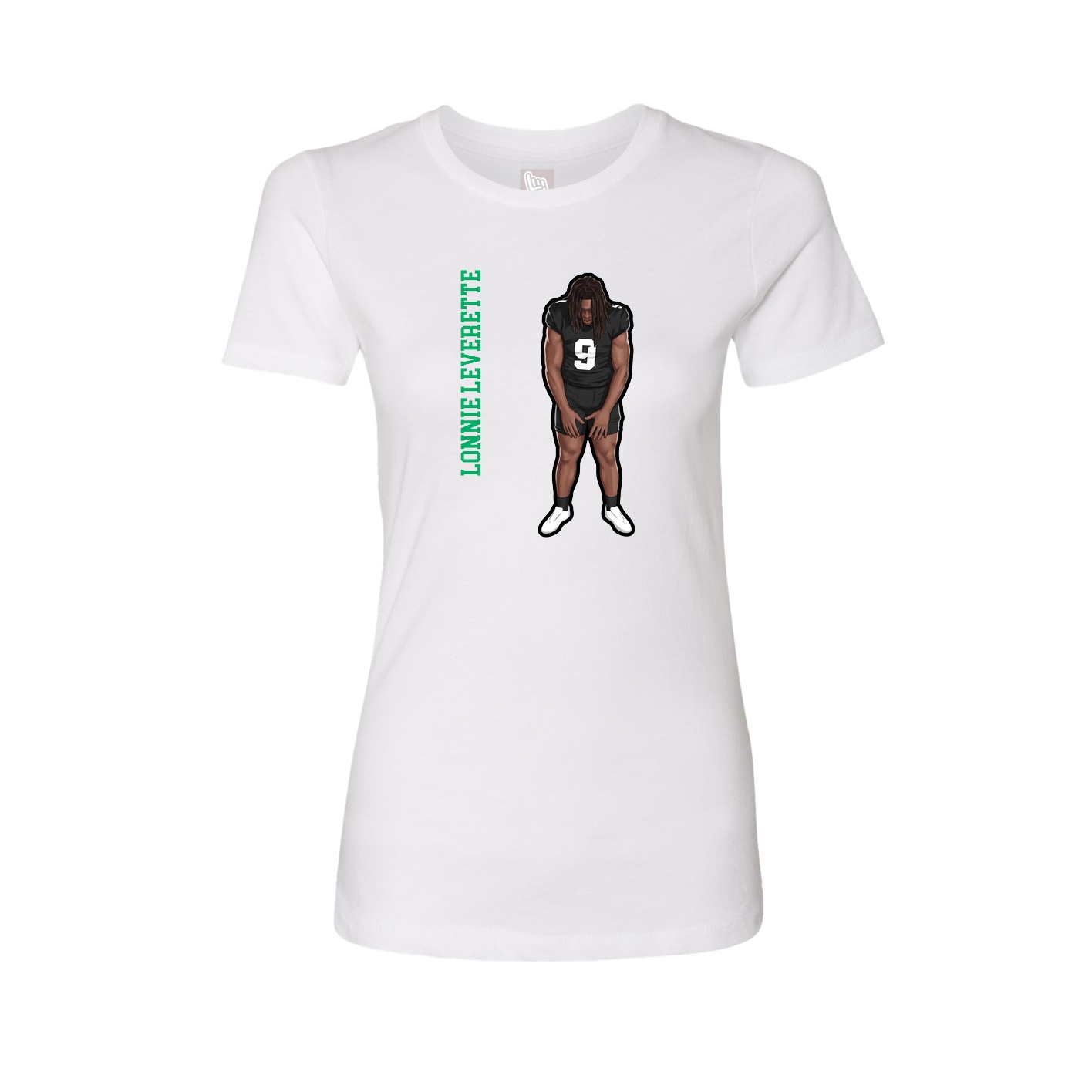 Fitted Women's Tee — Name Vertical in White