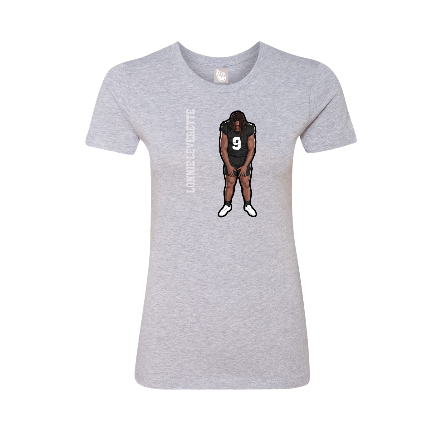 Fitted Women's Tee — Name Vertical in Grey