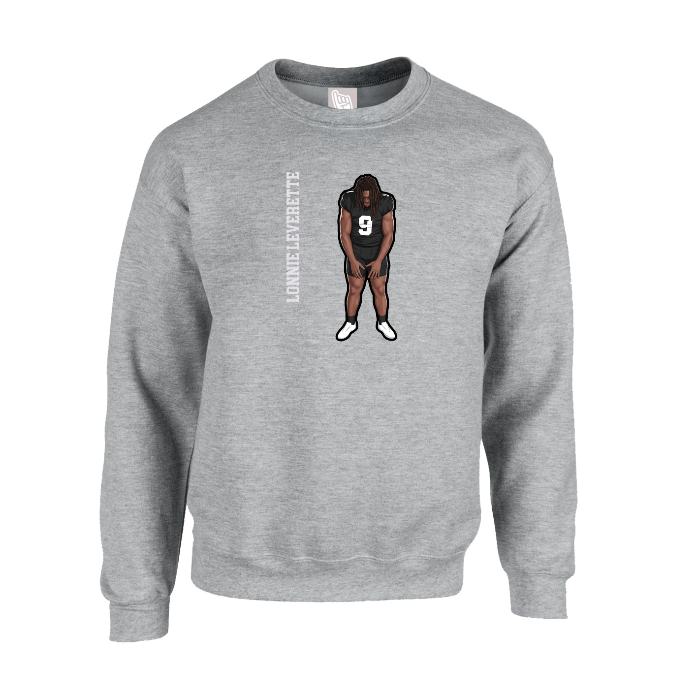 Fleece Crew — Name Vertical in Grey