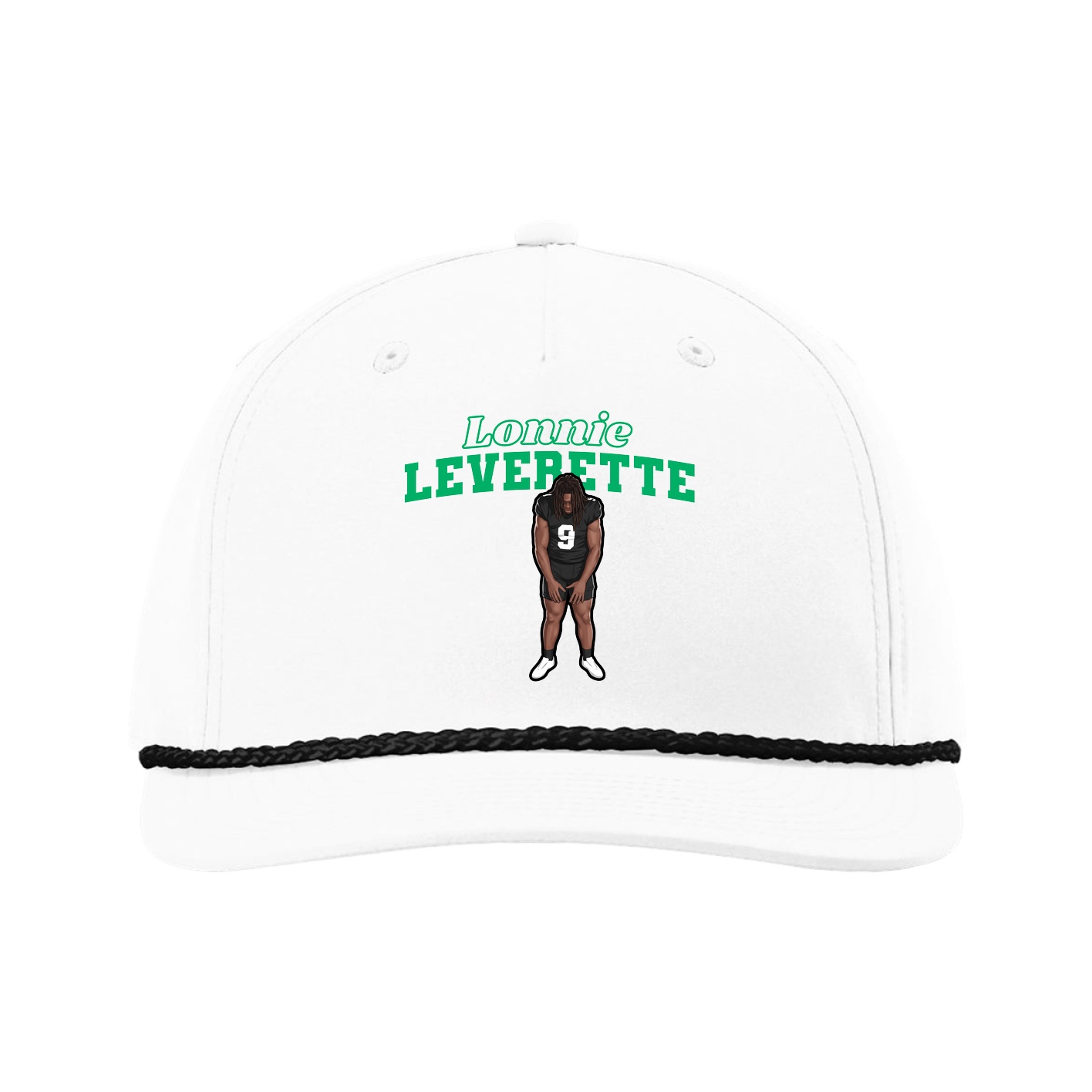 Five-Panel Classic Rope Cap — Name Arch in White