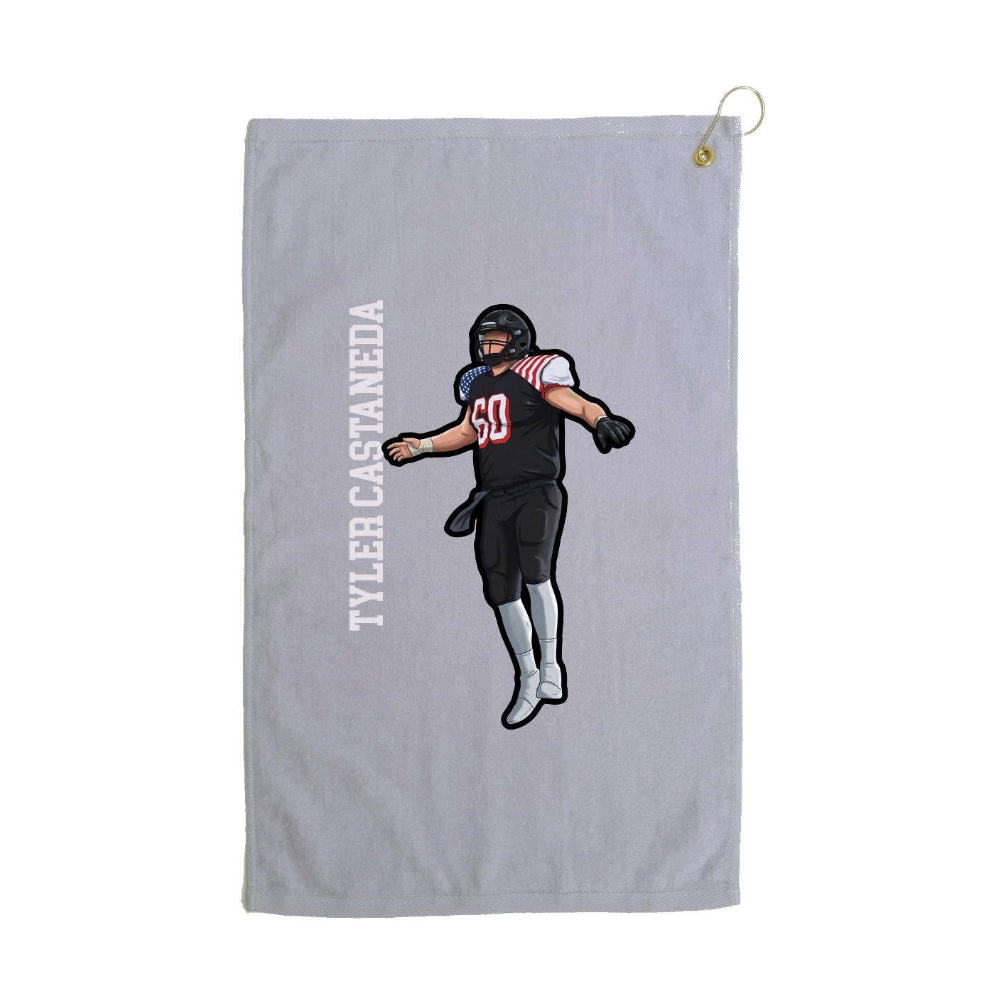 Golf Towel — Name Vertical in Grey