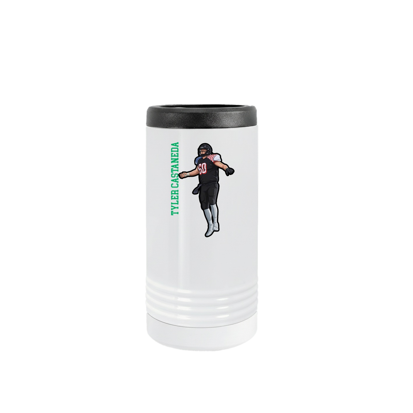Slim Beverage Holder — Name Vertical in White