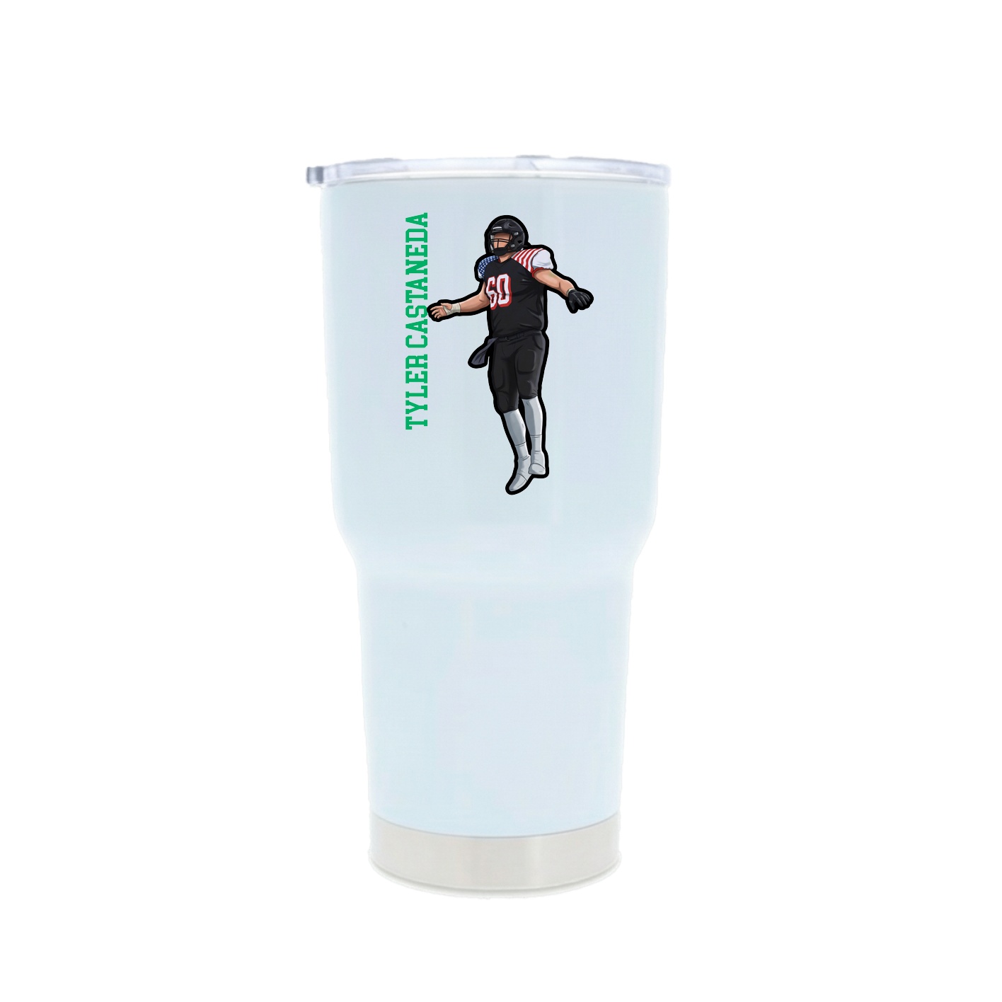 30oz Stainless Steel Tumbler — Name Vertical in White
