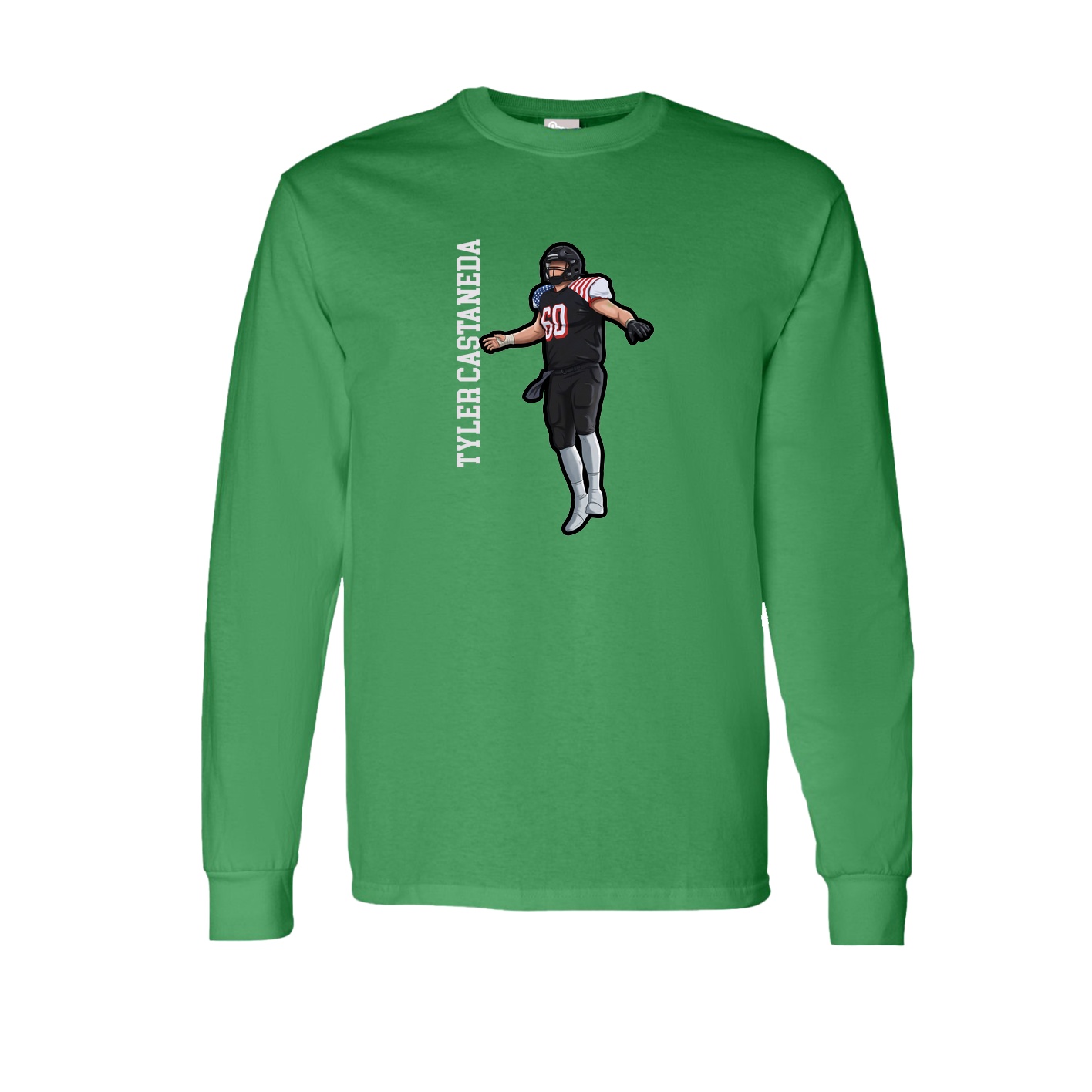 Long Sleeve Tee — Name Vertical in Green
