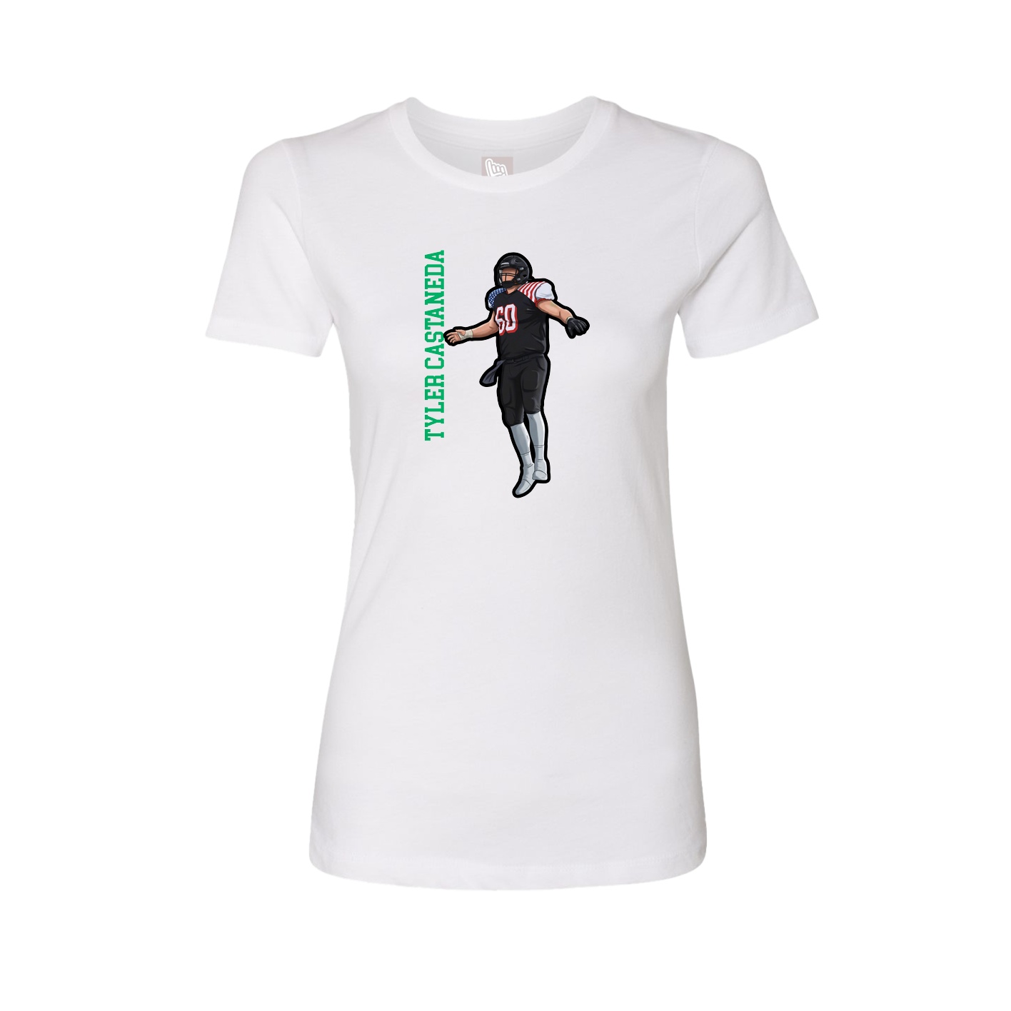 Fitted Women's Tee — Name Vertical in White