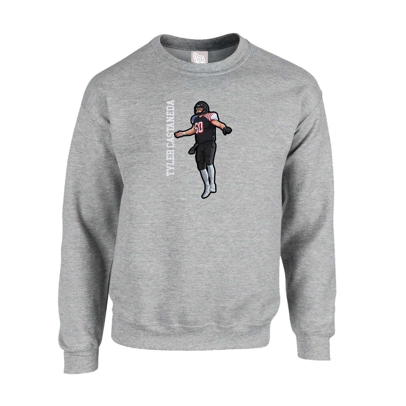 Fleece Crew — Name Vertical in Grey
