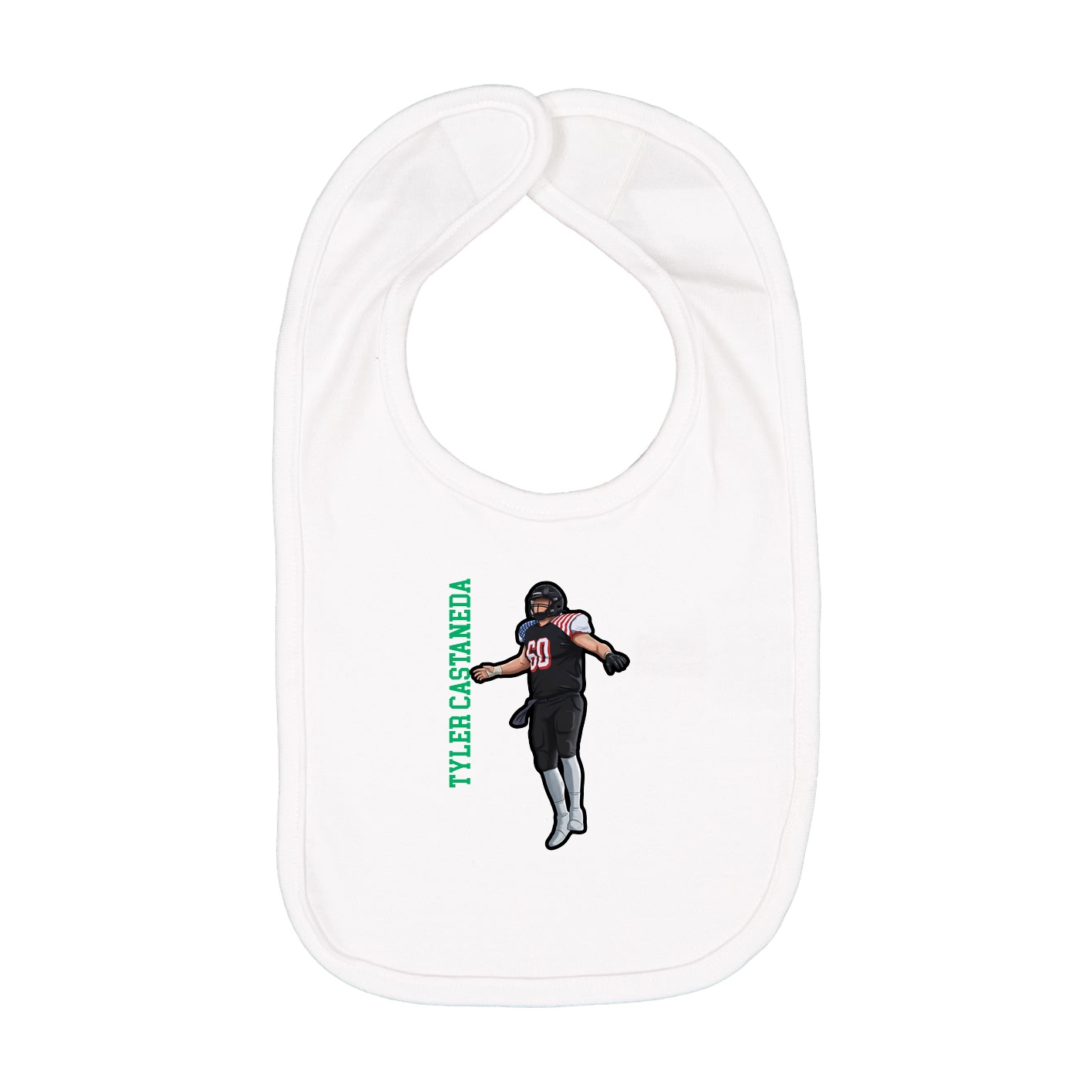 Infant Bib — Name Vertical in White
