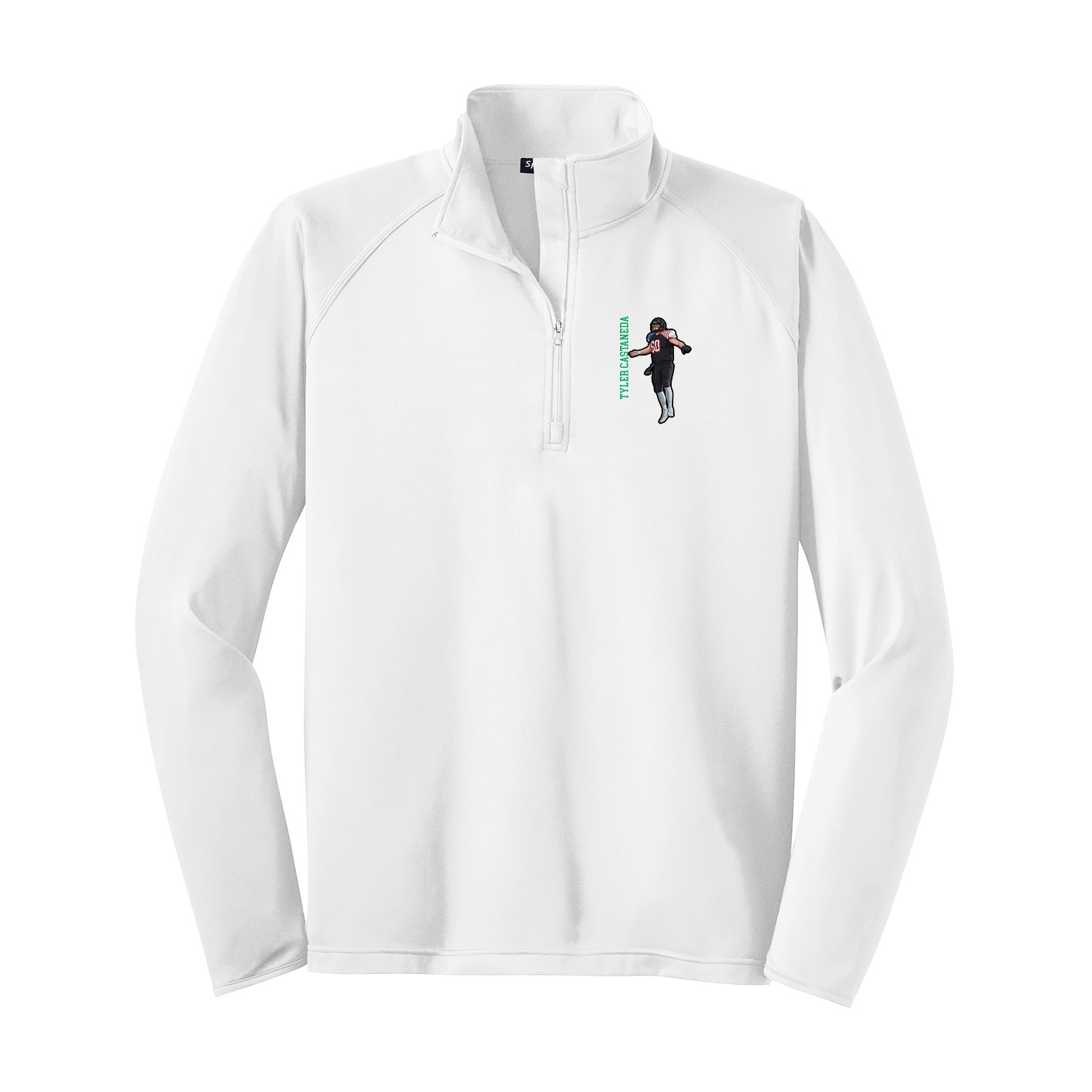 Q-Zip Pullover — Name Vertical in White