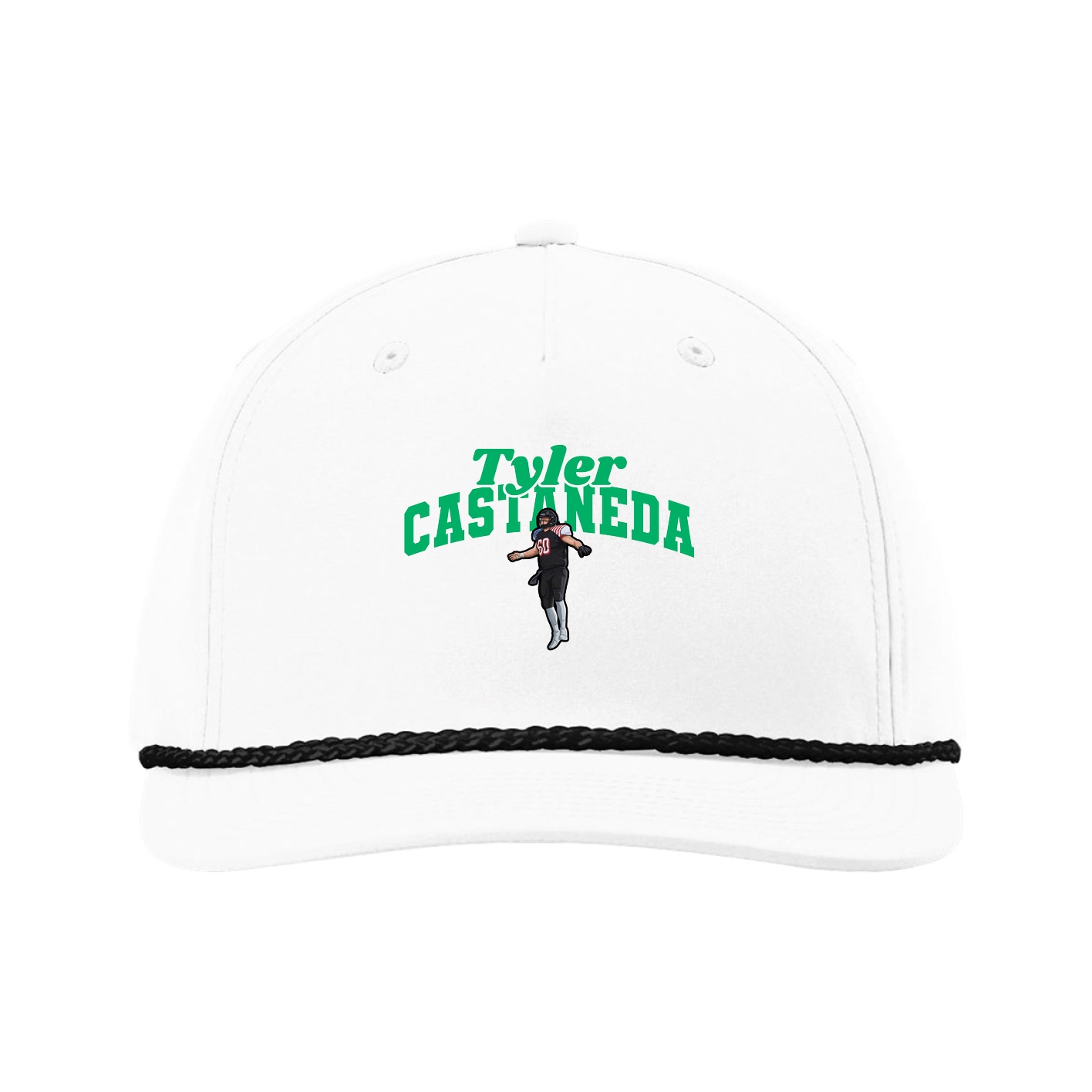 Five-Panel Classic Rope Cap — Signature Arch in White