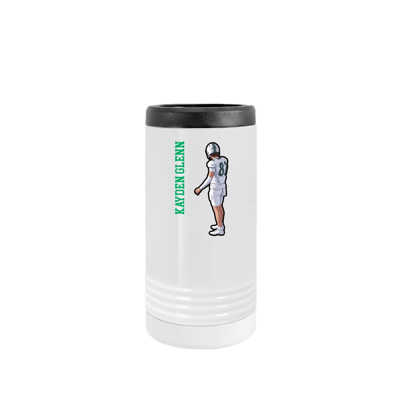 Slim Beverage Holder — Name Vertical in White