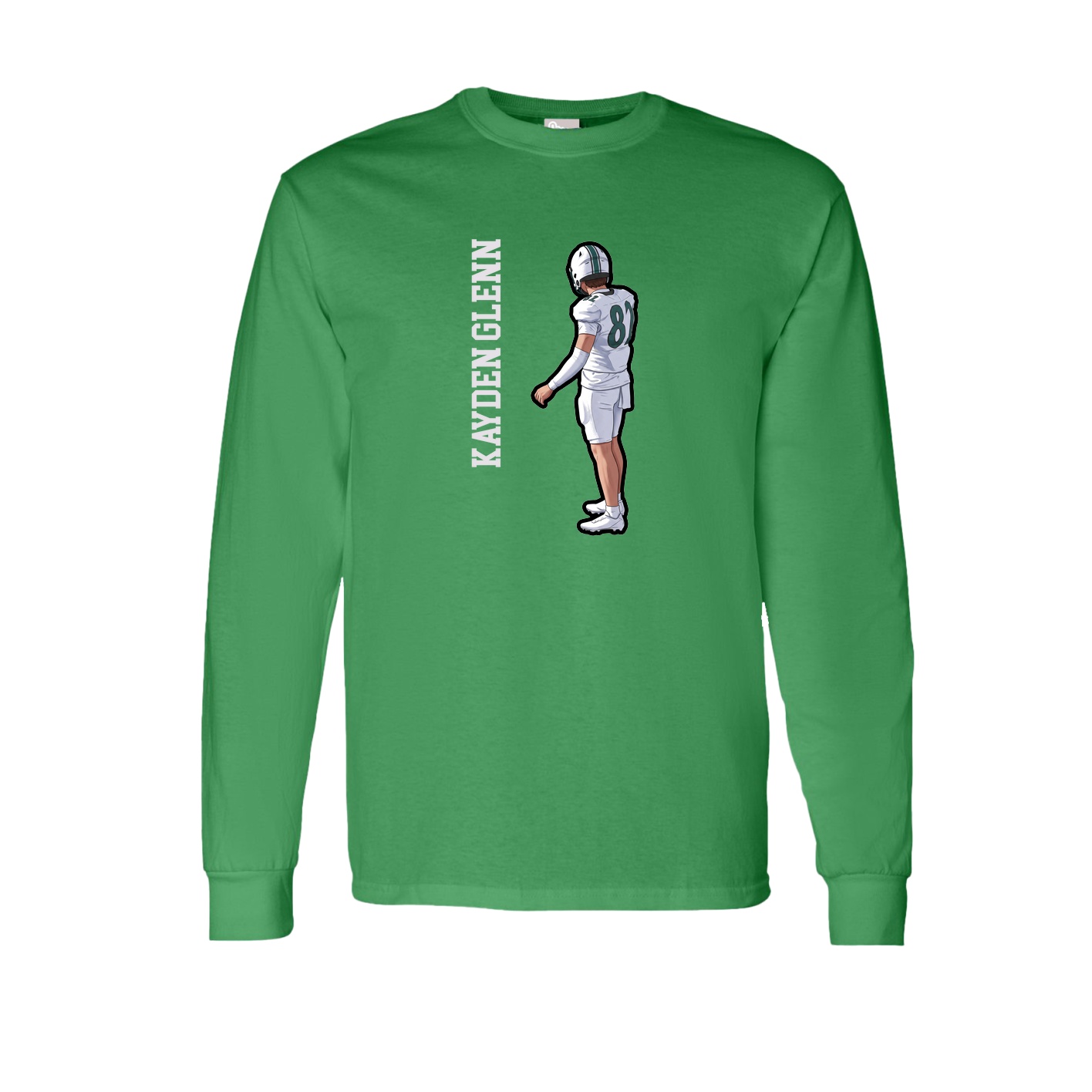 Long Sleeve Tee — Name Vertical in Green