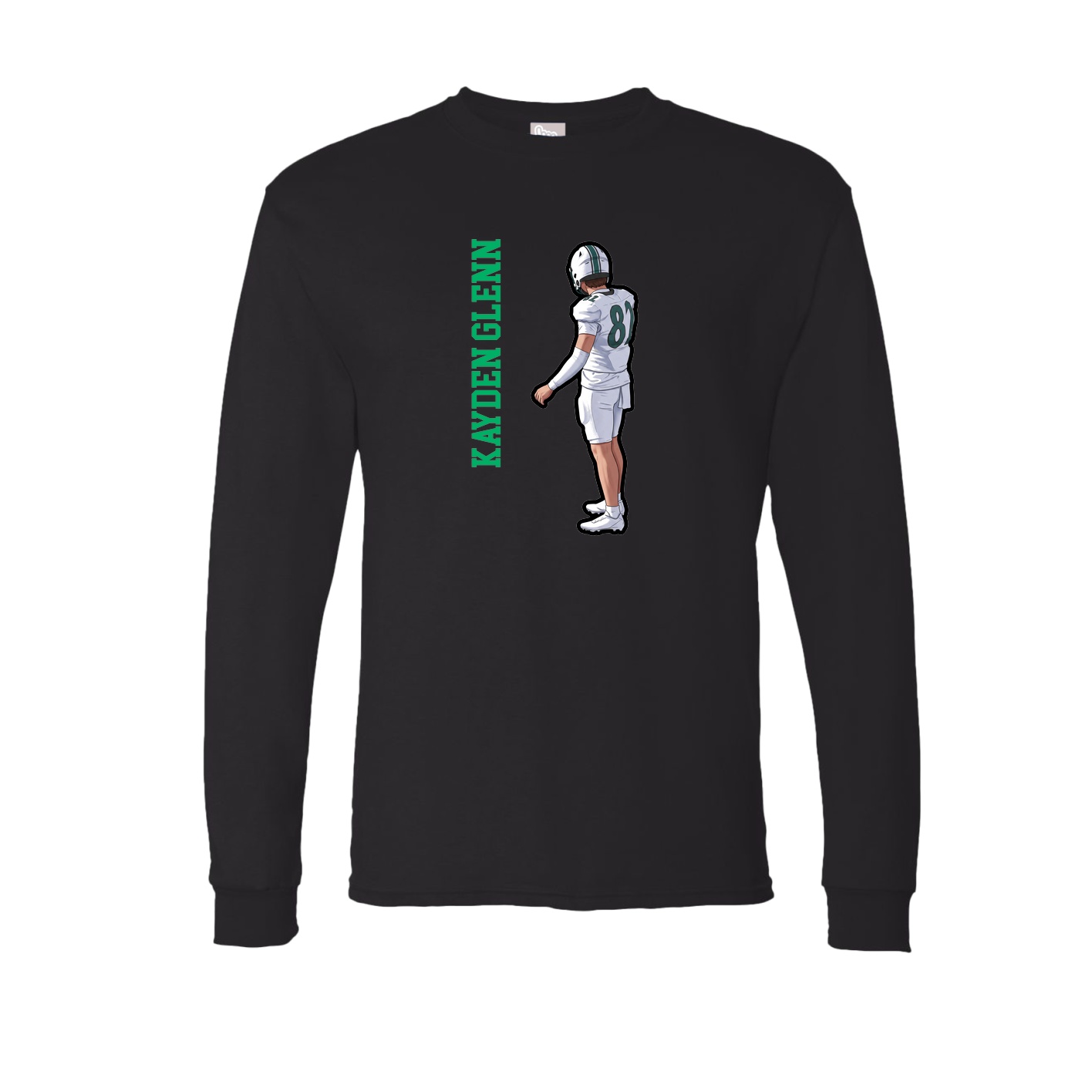 Long Sleeve Tee — Name Vertical in Black