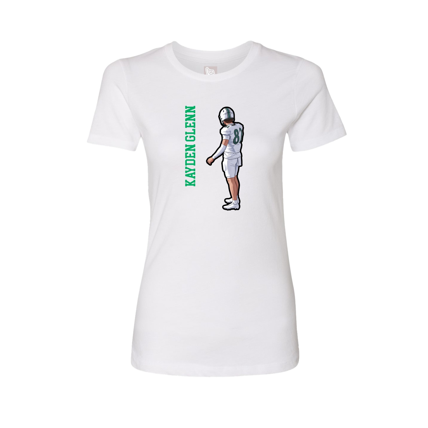 Fitted Women's Tee — Name Vertical in White