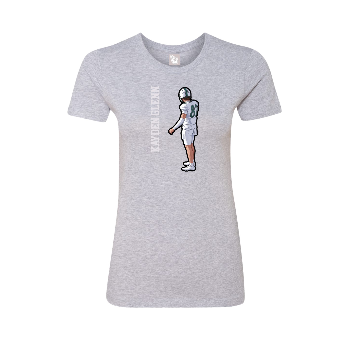 Fitted Women's Tee — Name Vertical in Grey