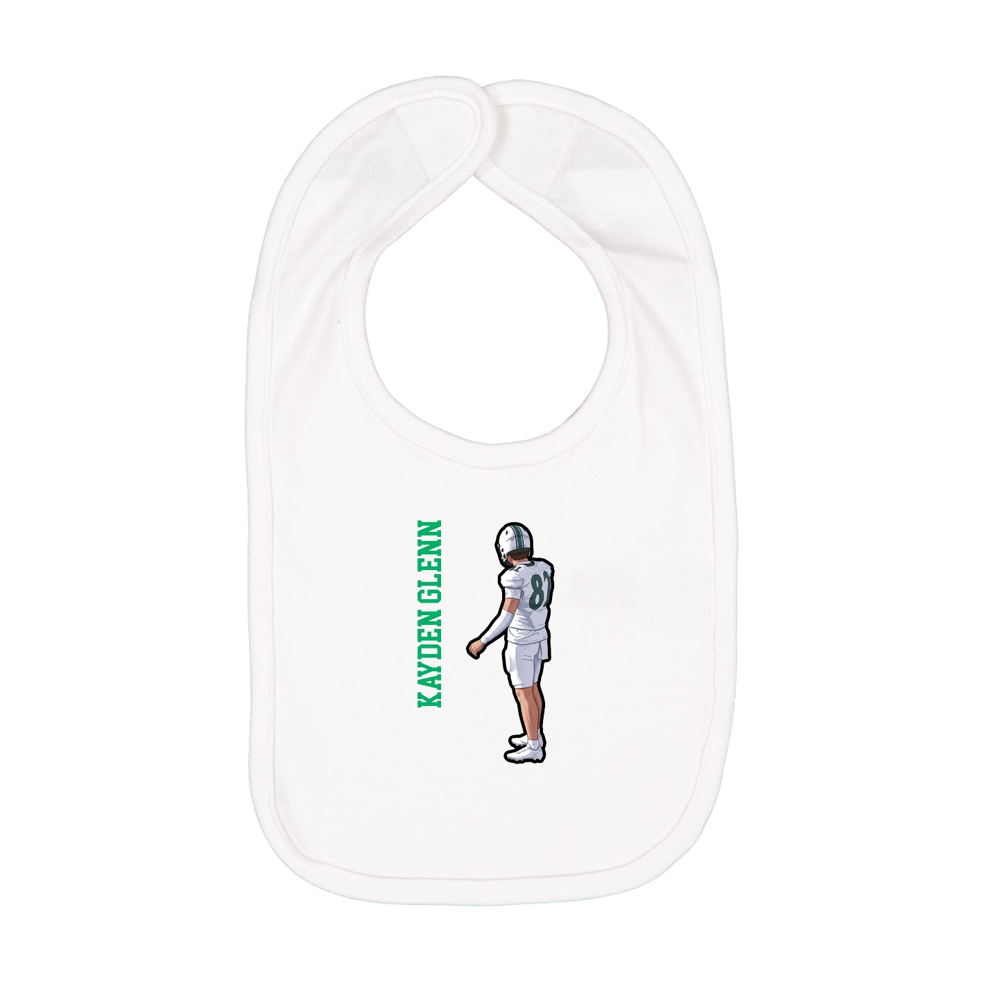 Infant Bib — Name Vertical in White