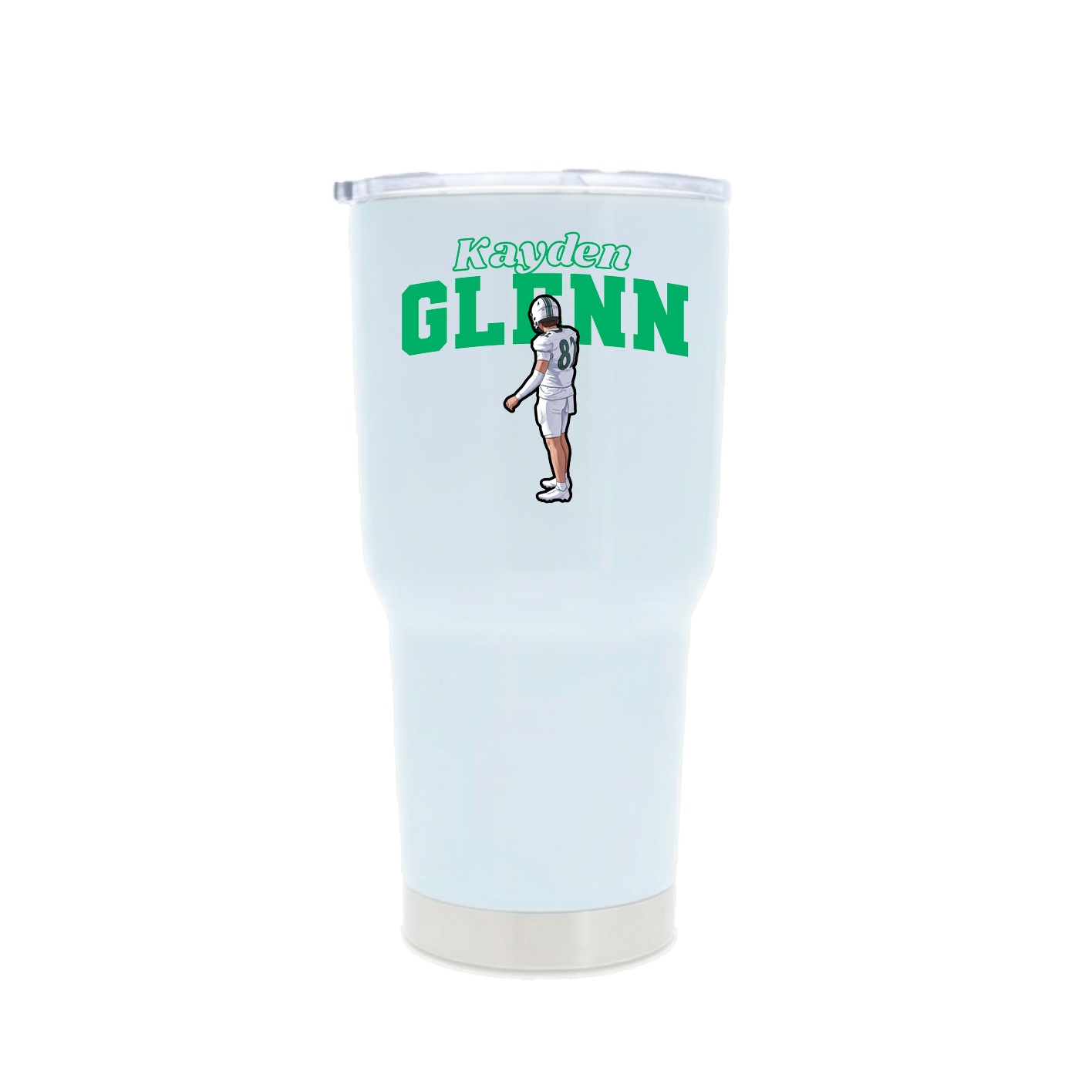 30oz Stainless Steel Tumbler — Name Arch in White