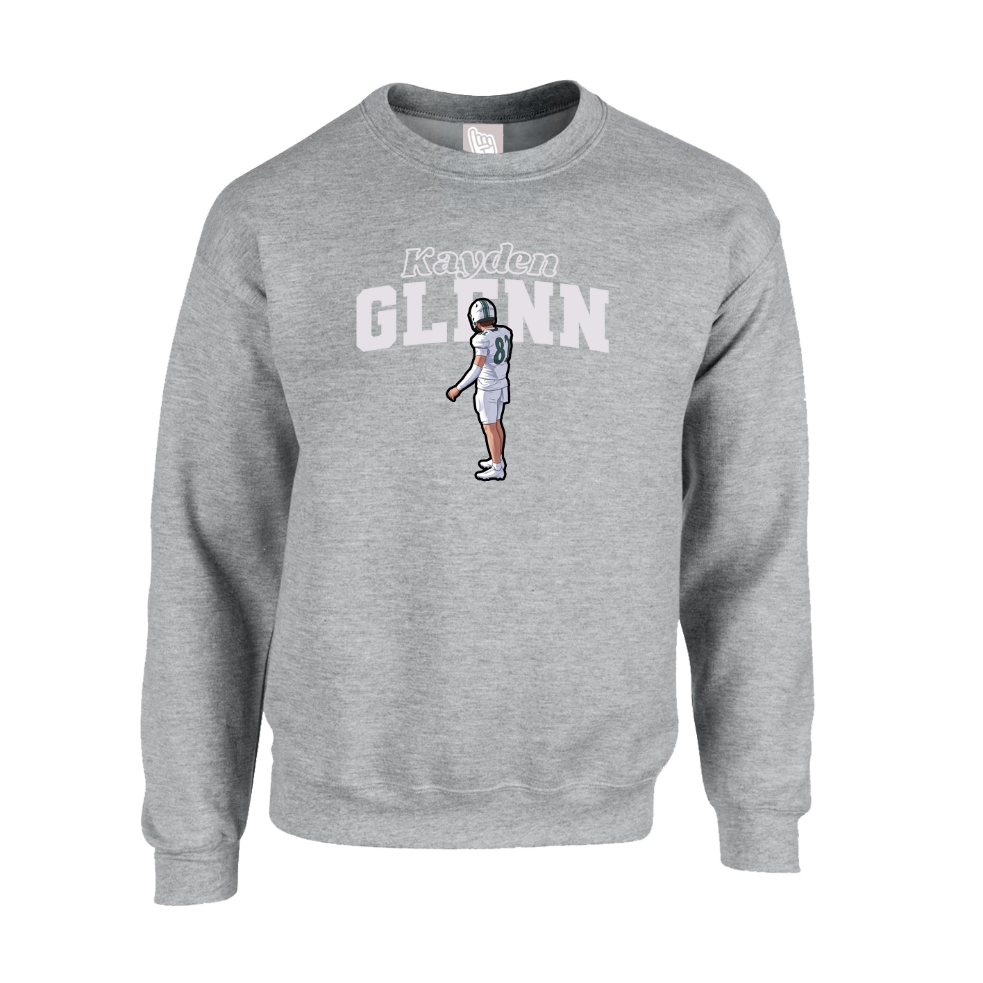 Fleece Crew — Name Arch in Grey