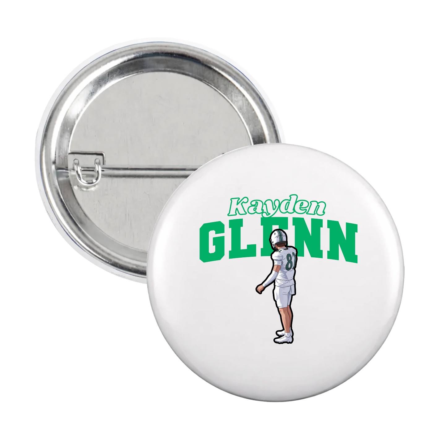 Game Day Button — Name Arch in White