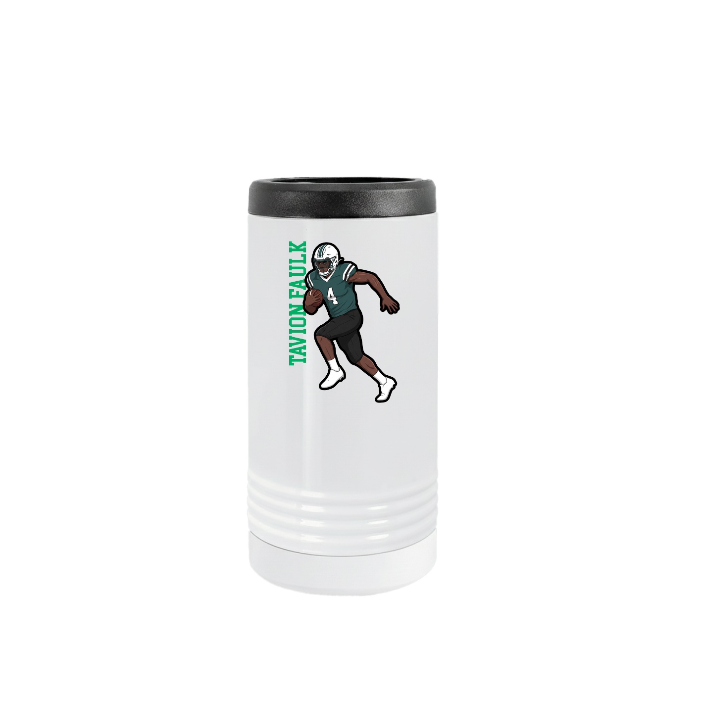 Slim Beverage Holder — Name Vertical in White