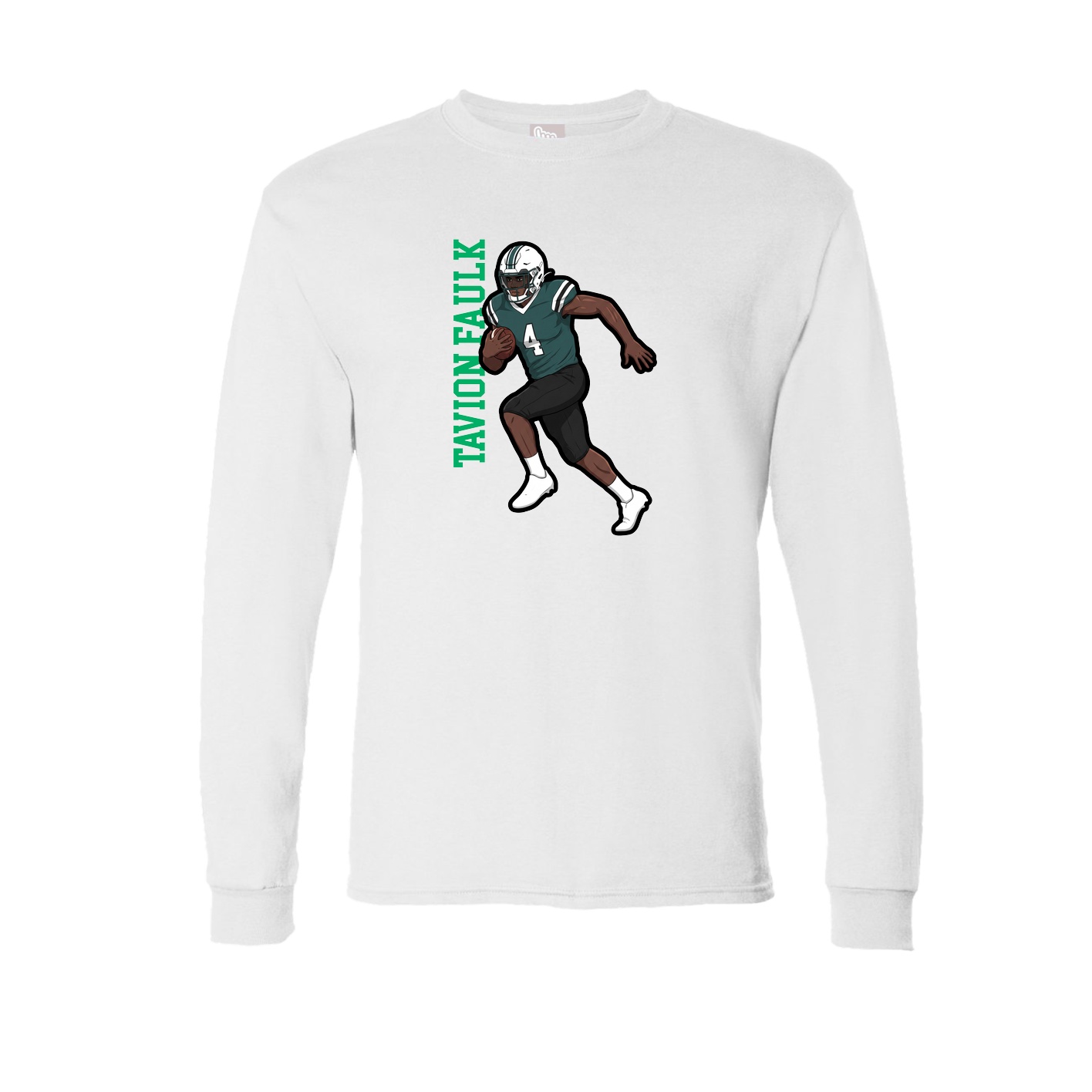 Long Sleeve Tee — Name Vertical in White