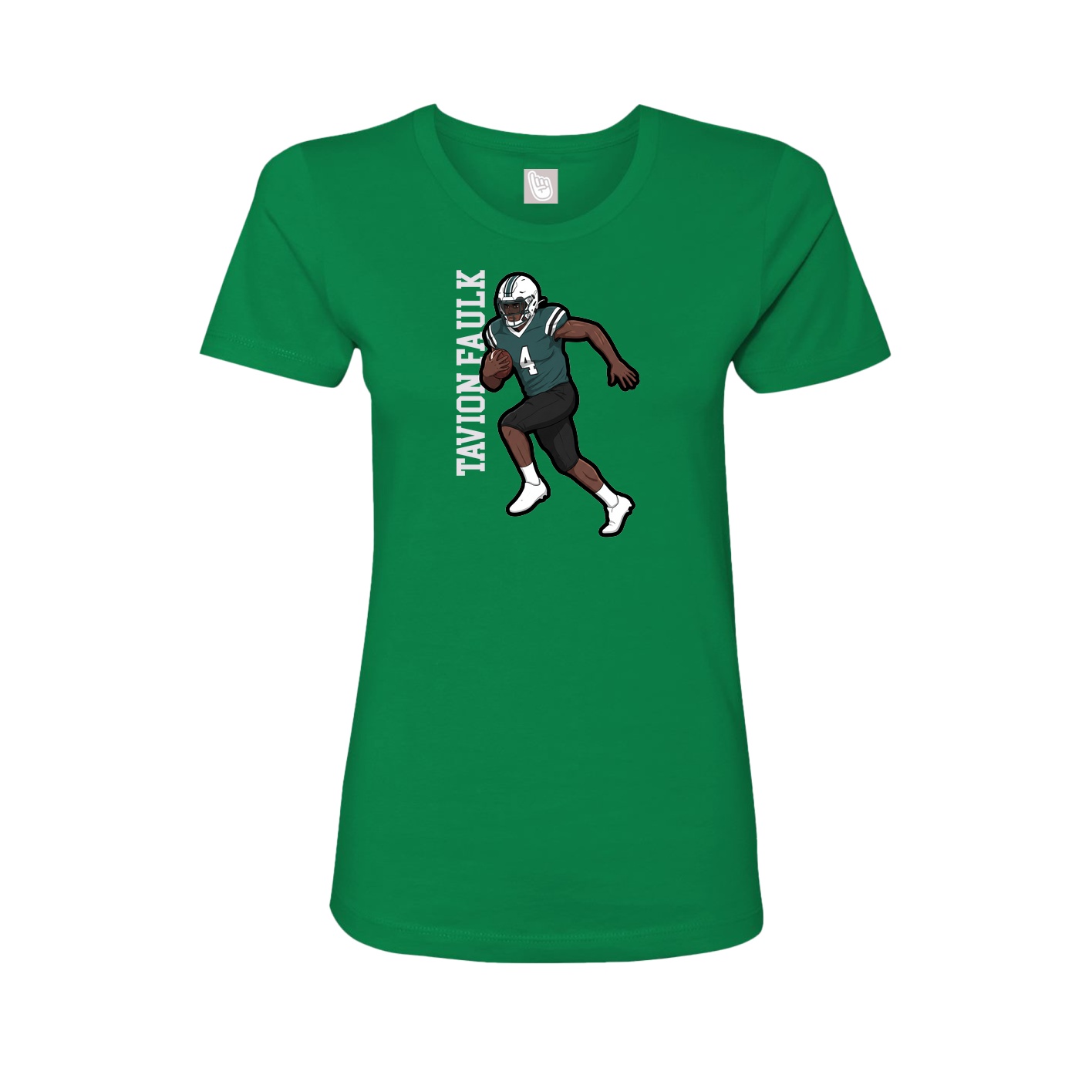 Fitted Women's Tee — Name Vertical in Green