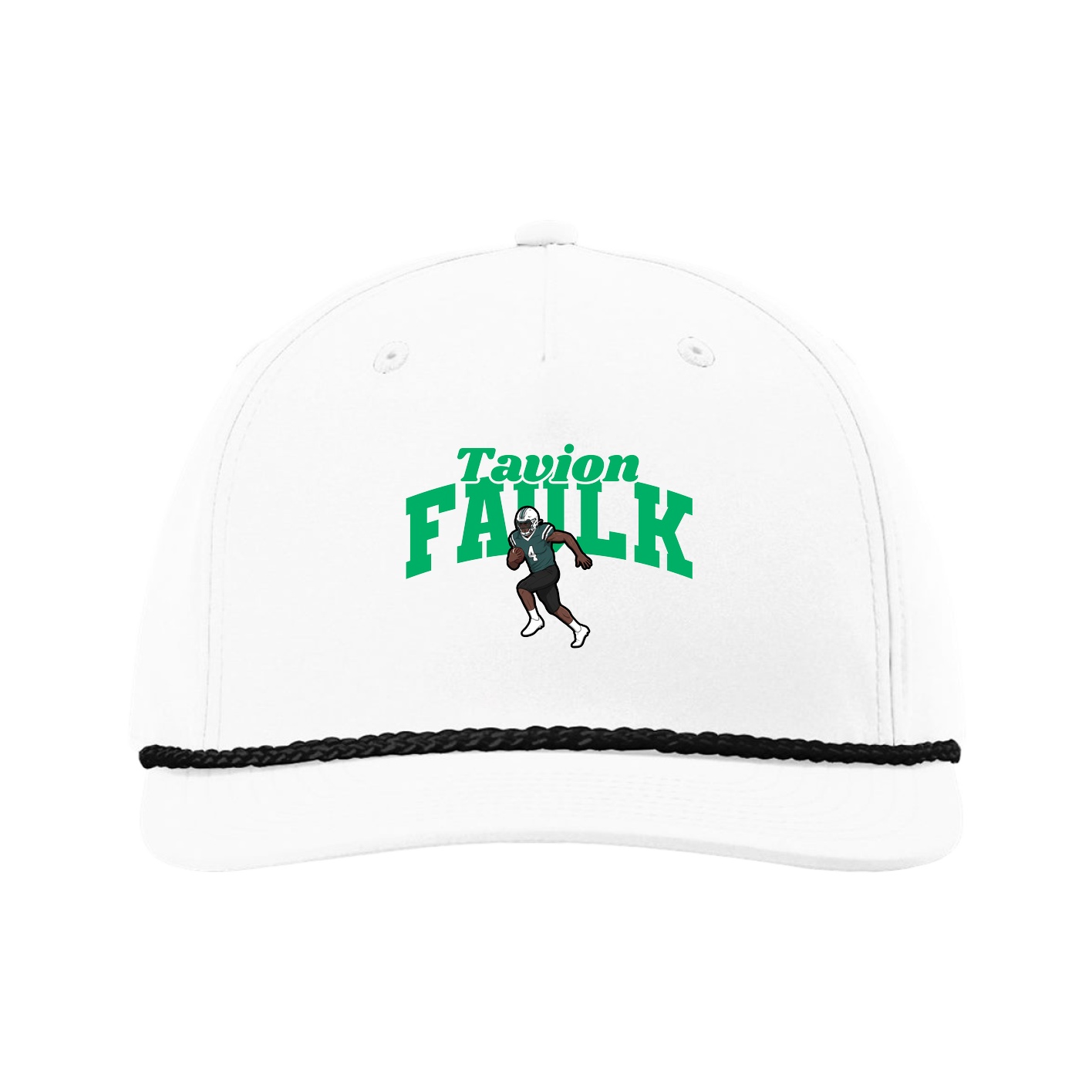 Five-Panel Classic Rope Cap — Signature Arch in White