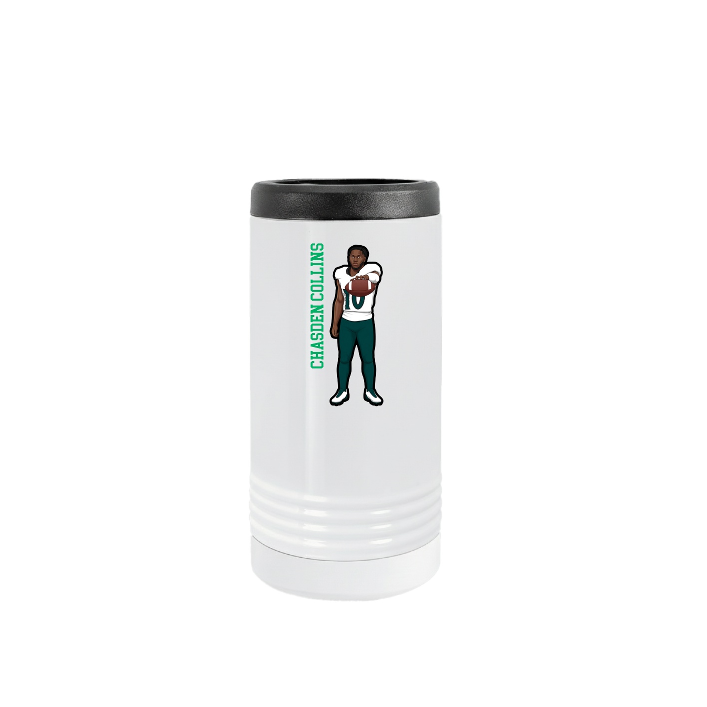 Slim Beverage Holder — Name Vertical in White