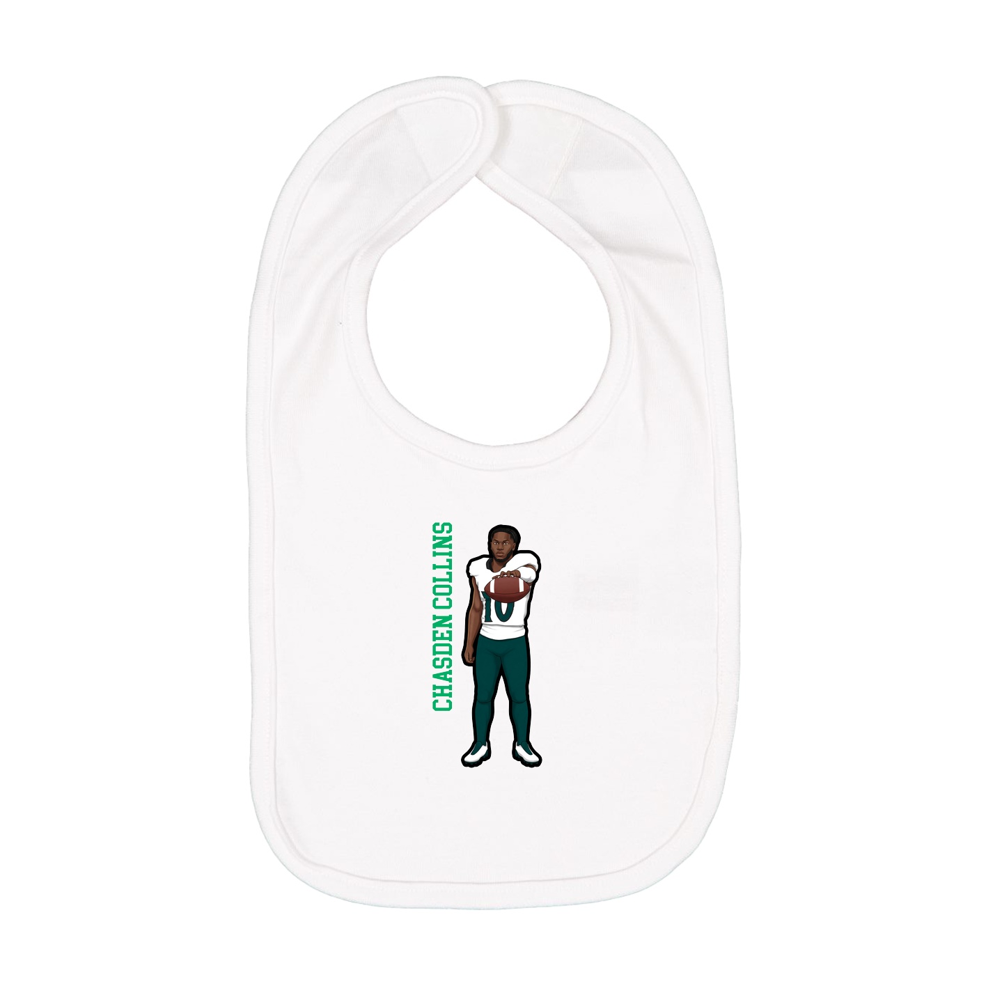 Infant Bib — Name Vertical in White