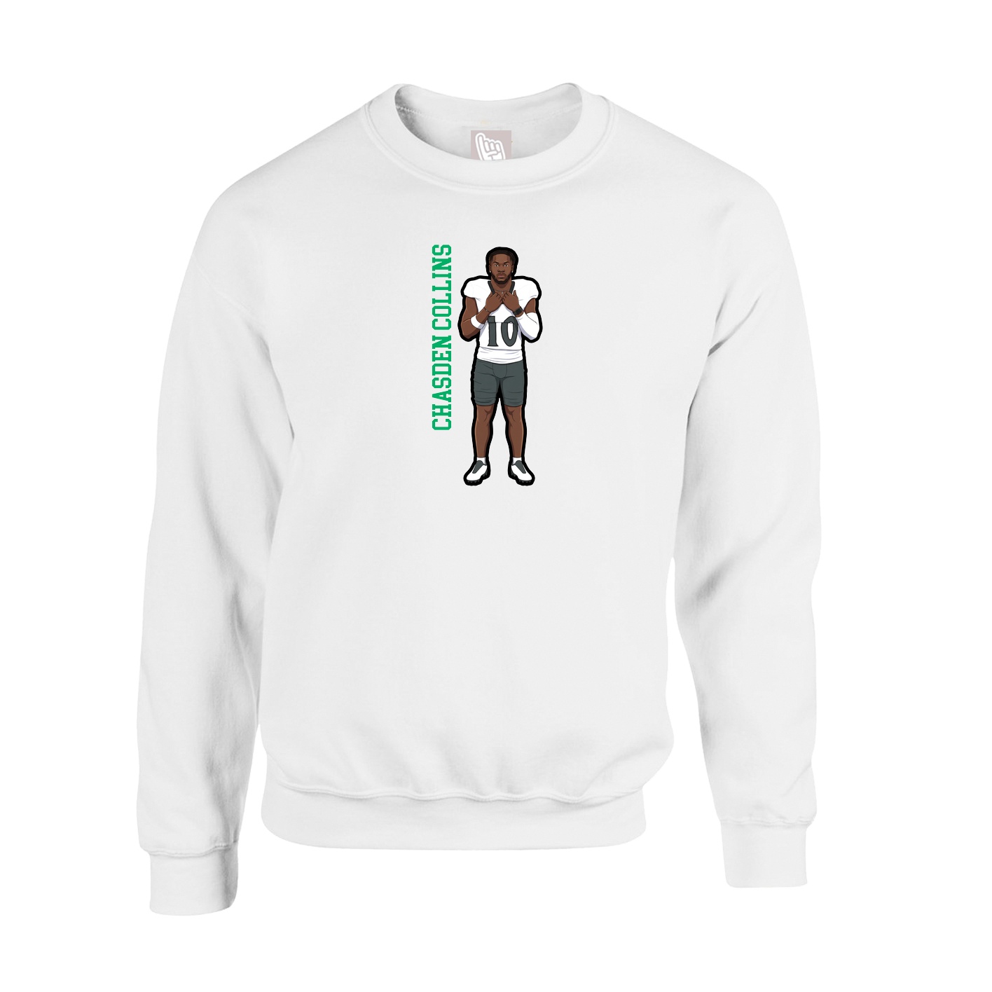 Fleece Crew — Name Vertical in White