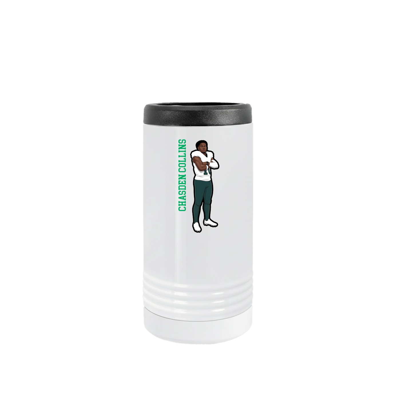 Slim Beverage Holder — Name Vertical in White
