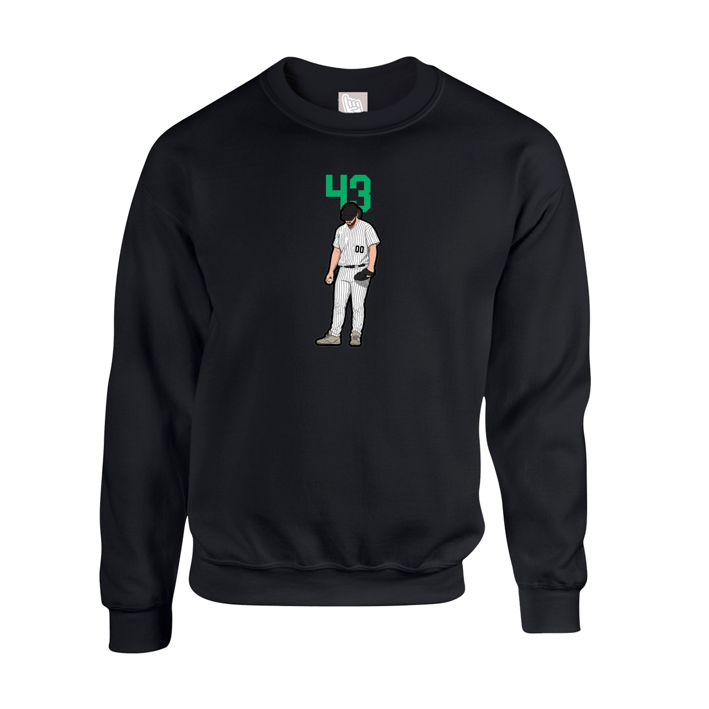 Fleece Crew — Number Top in Black