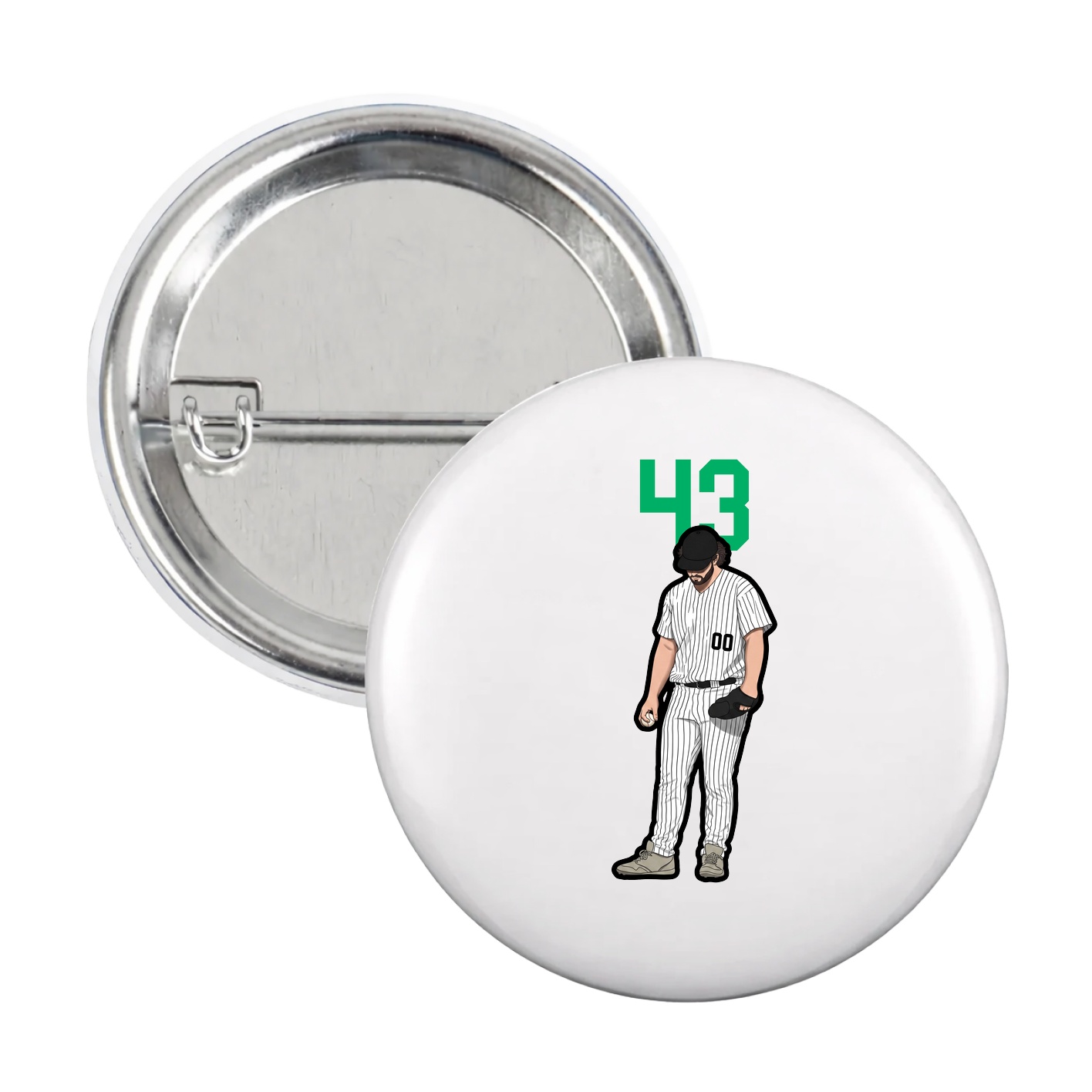 Game Day Button — Number Top in White