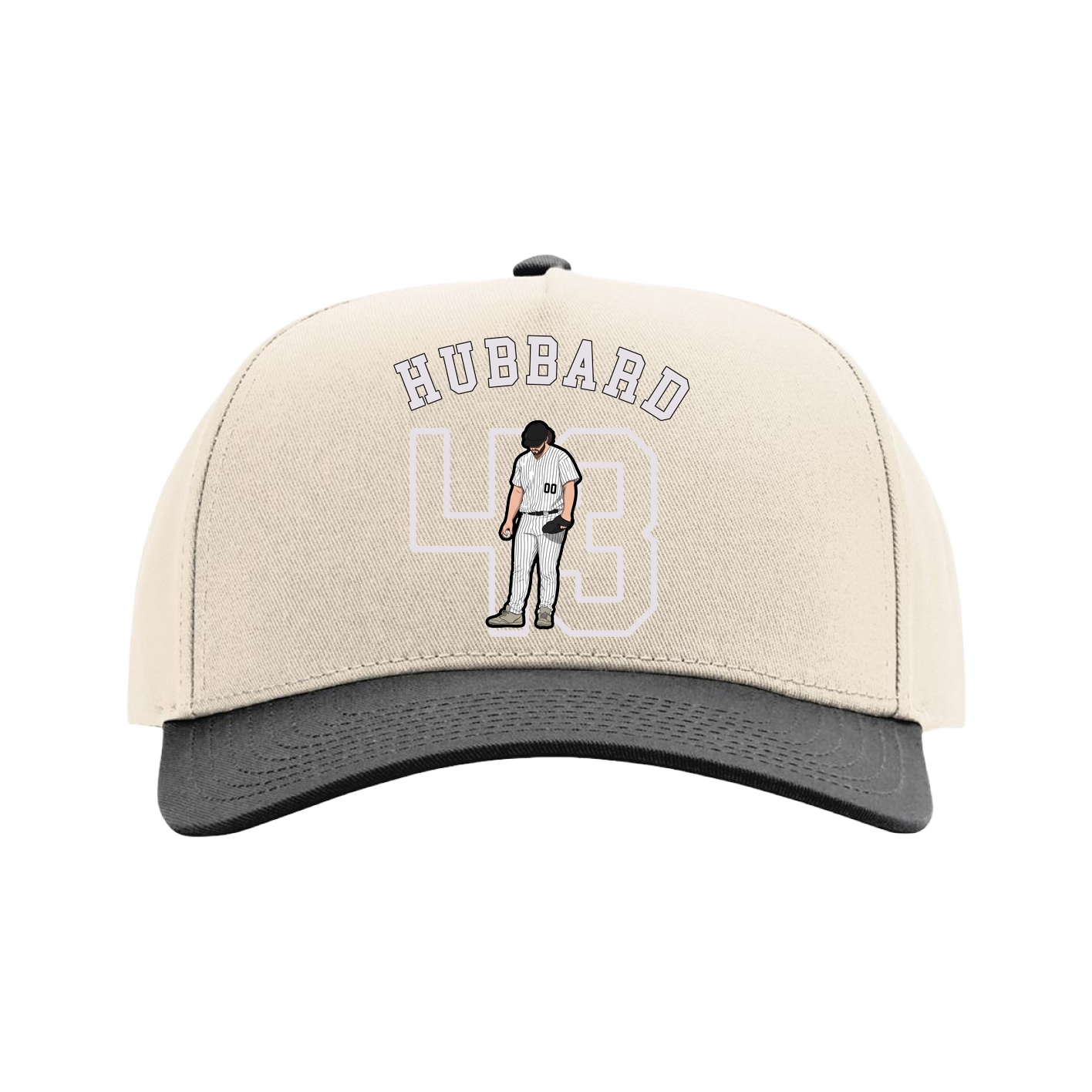 Full Fabric Five-Panel Champ Cap — Shirsey Arch in Cream/Black