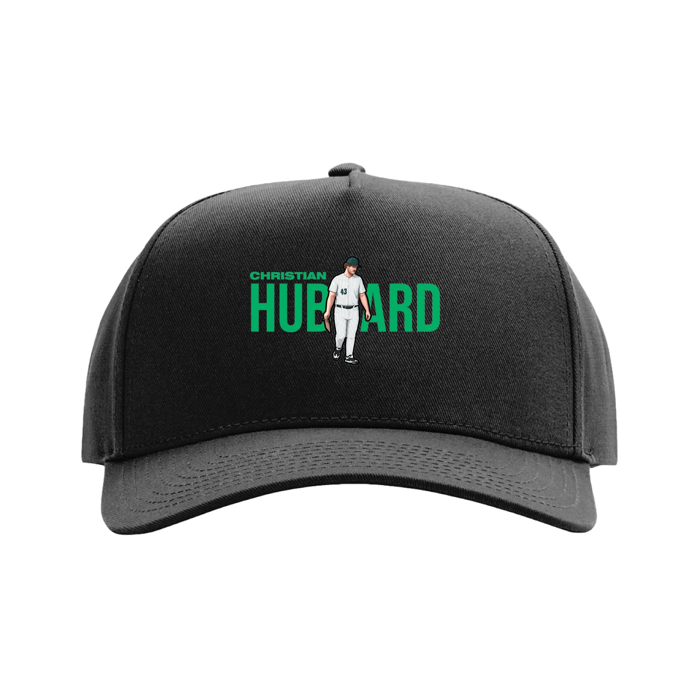 Full Fabric Five-Panel Champ Cap — Player Name in Black