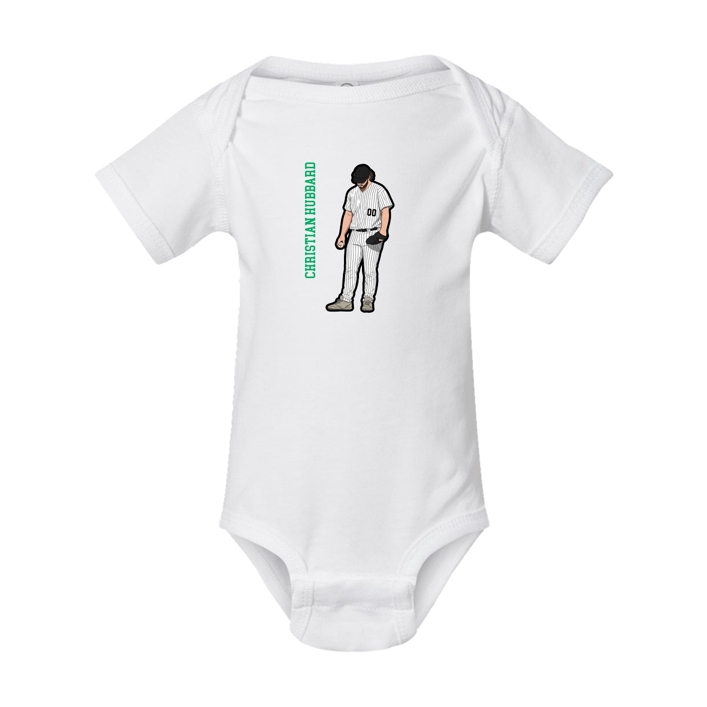 Baby Onesie — Name Vertical in White