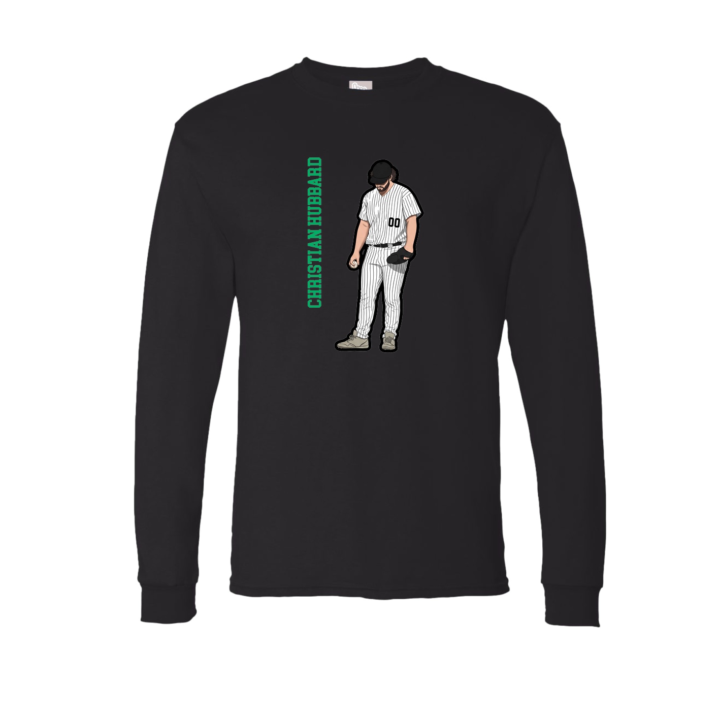 Long Sleeve Tee — Name Vertical in Black