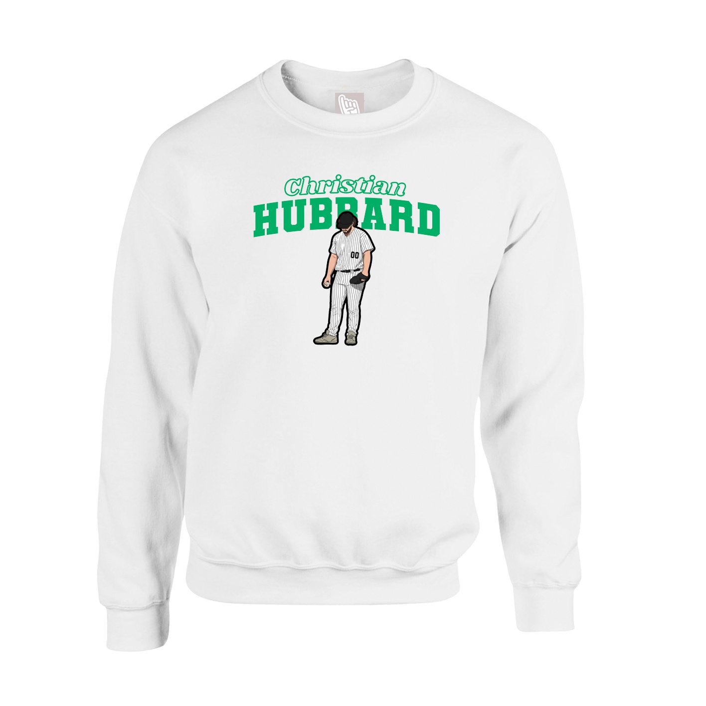Fleece Crew — Name Arch in White
