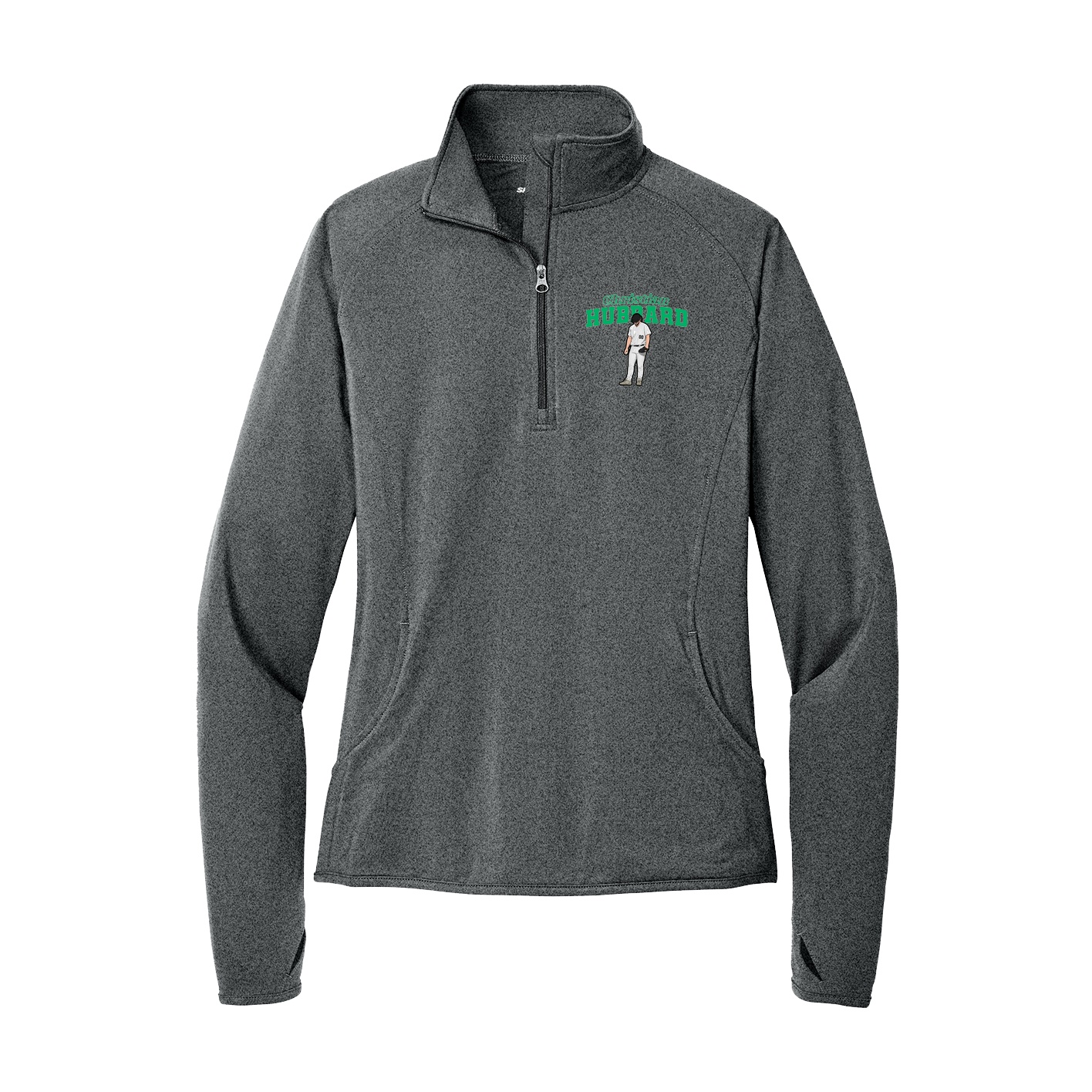 Women's Q-Zip Pullover — Name Arch in Grey